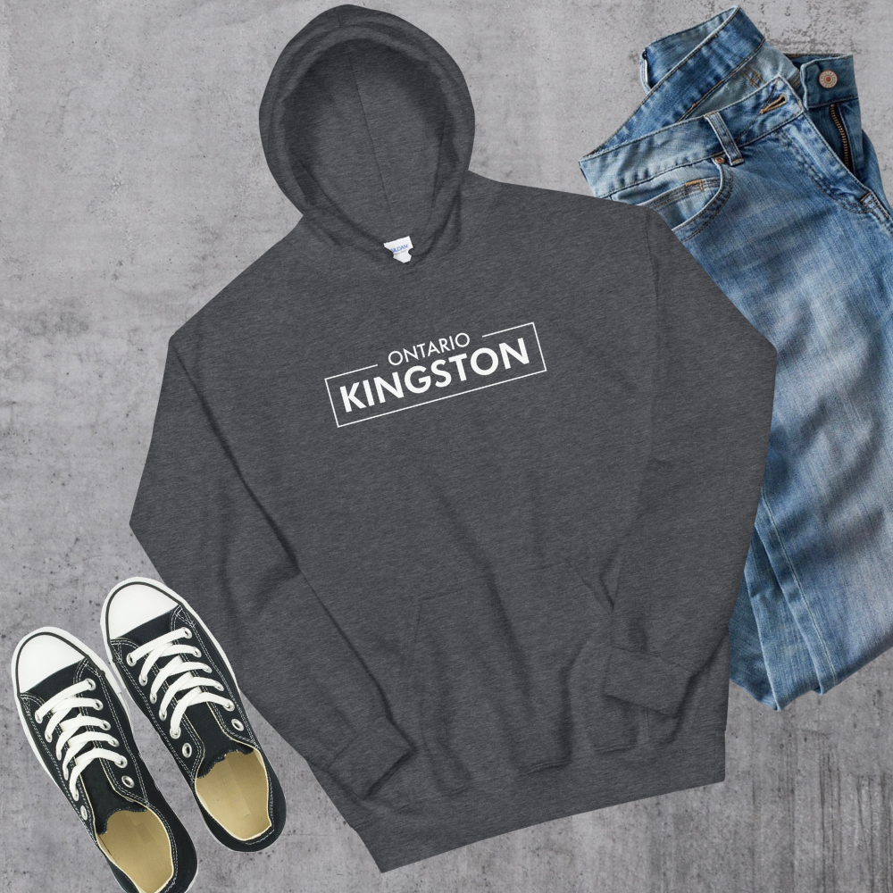 Kingston ON Hoodie Dark Heather Canadian City Apparel