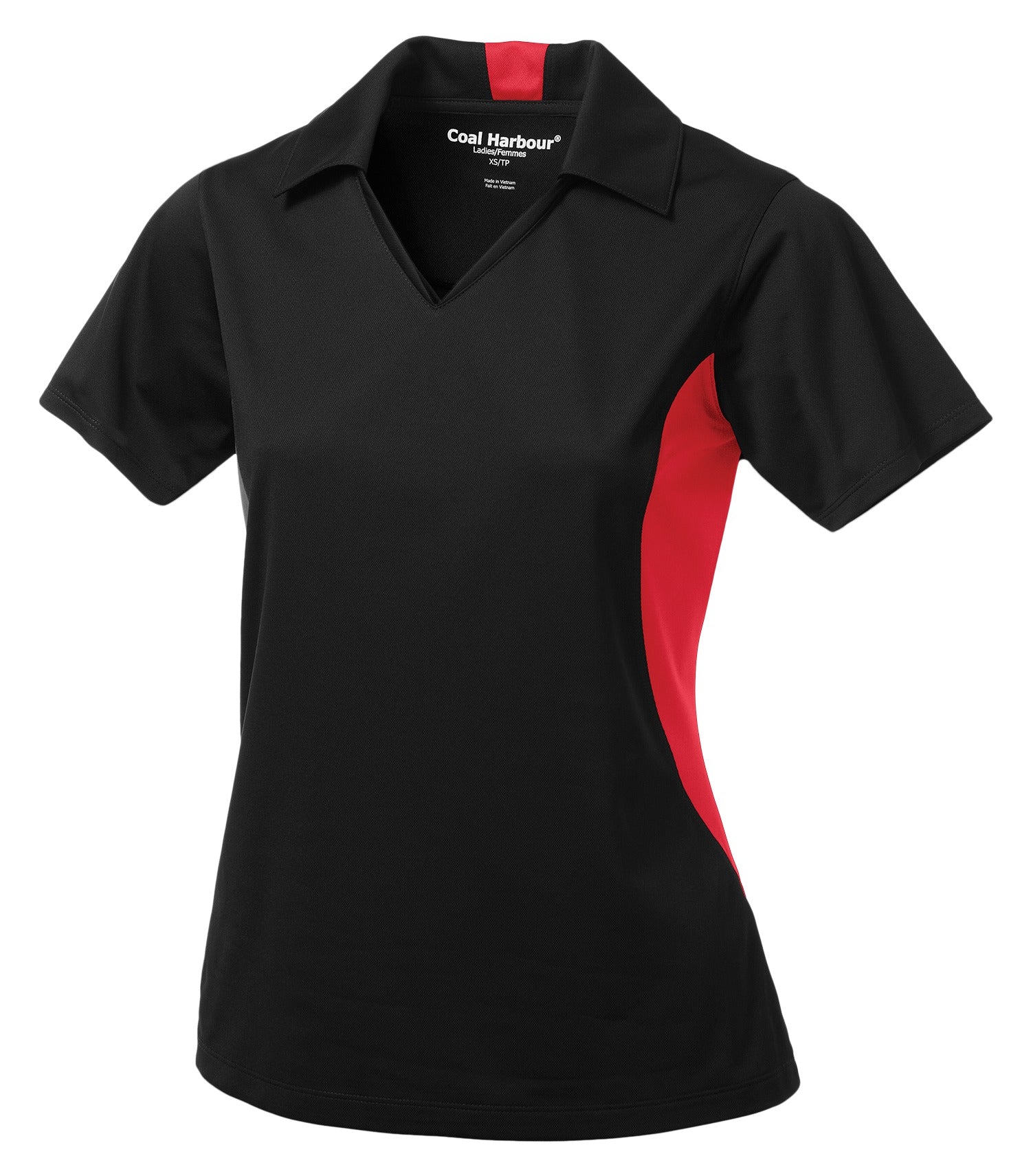 CoalHarbour - COAL HARBOUR® SNAG RESISTANT COLOUR BLOCK LADIES' POLO. - L4001 Black True Red CoalHarbour L4001