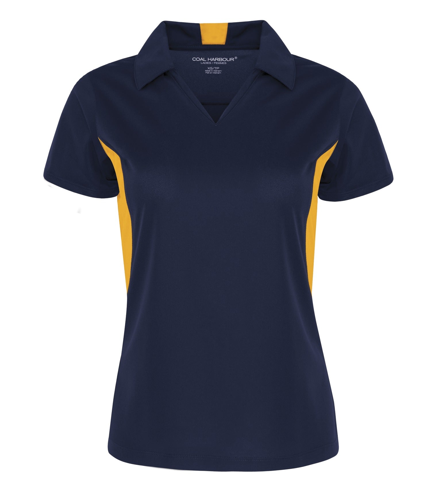 CoalHarbour - COAL HARBOUR® SNAG RESISTANT COLOUR BLOCK LADIES' POLO. - L4001 True Navy Gold CoalHarbour L4001
