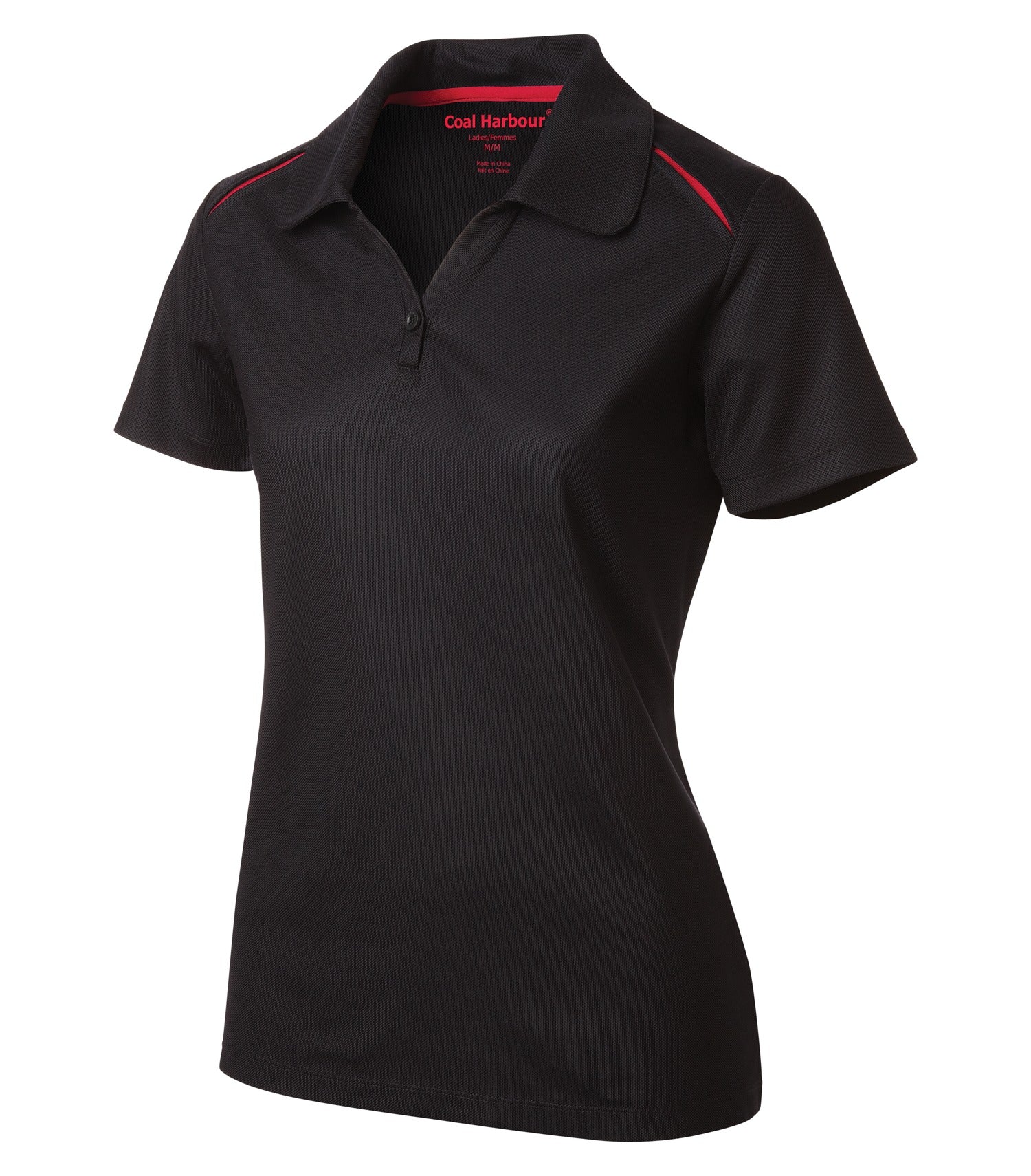CoalHarbour - COAL HARBOUR® SNAG RESISTANT CONTRAST INSET LADIES' POLO. - L4002 Black Red CoalHarbour L4002