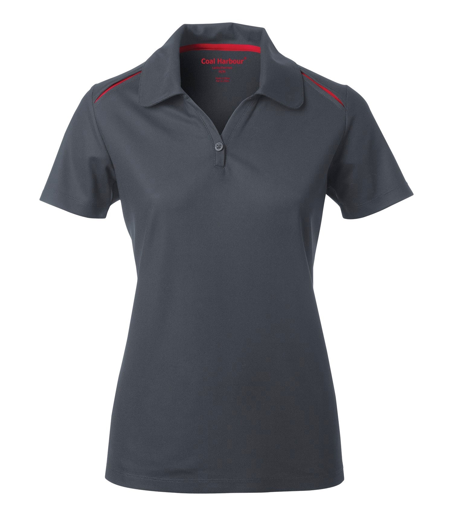 CoalHarbour - COAL HARBOUR® SNAG RESISTANT CONTRAST INSET LADIES' POLO. - L4002 Iron Grey Red CoalHarbour L4002