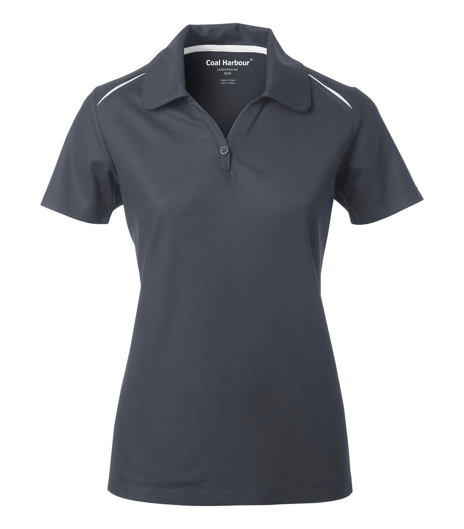 CoalHarbour - COAL HARBOUR® SNAG RESISTANT CONTRAST INSET LADIES' POLO. - L4002 Iron Grey White CoalHarbour L4002