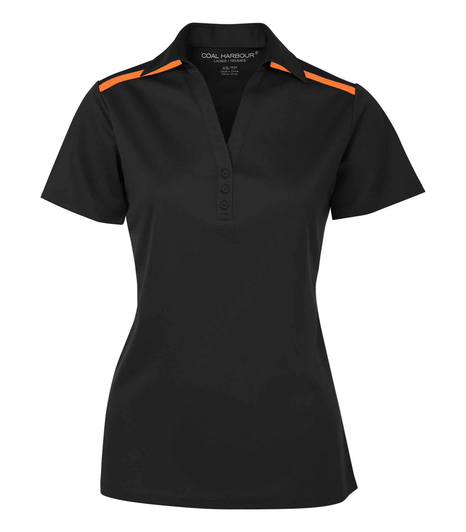 CoalHarbour - DISCONTINUED COAL HARBOUR® EVERYDAY COLOUR BLOCK LADIES' POLO. - L4008 Black Neon Orange CoalHarbour L4008