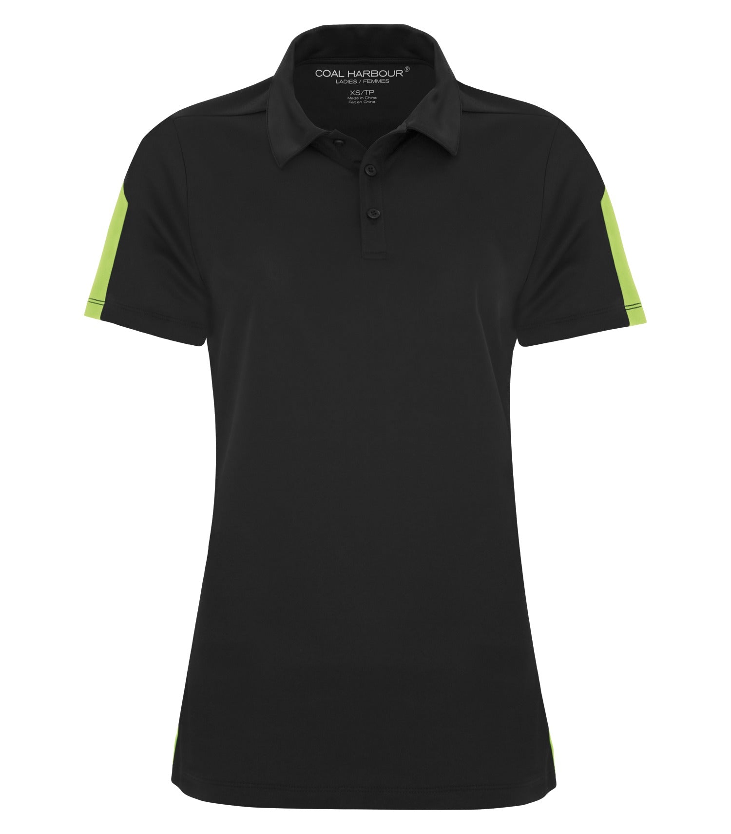 CoalHarbour - DISCONTINUED COAL HARBOUR® EVERYDAY COLOUR SLICE LADIES' POLO. - L4024 Black Lime CoalHarbour L4024