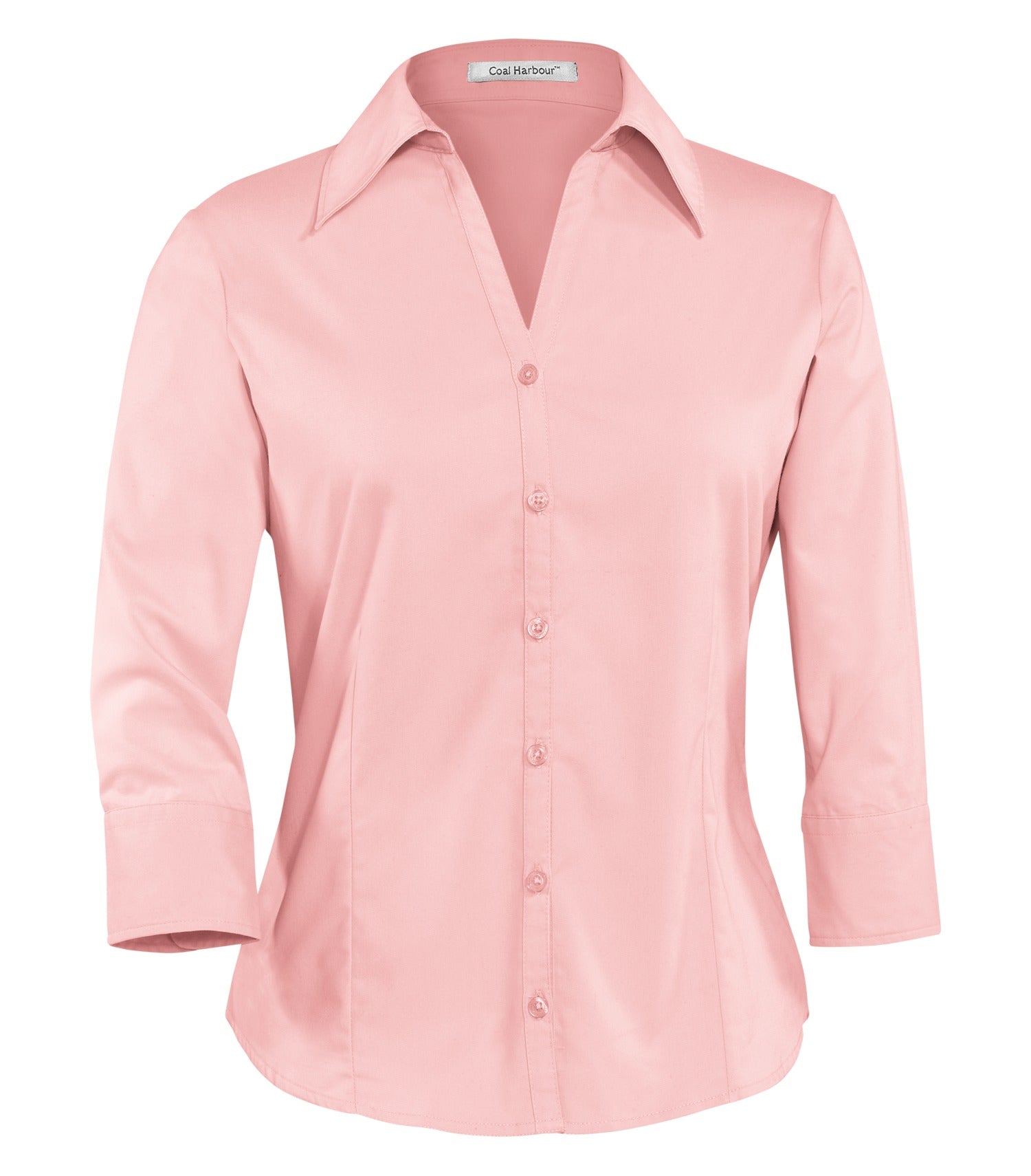 CoalHarbour - DISCONTINUED COAL HARBOUR® EASY CARE BLEND 3/4 SLEEVE LADIES' WOVEN SHIRT. - L615 Light Pink CoalHarbour L615