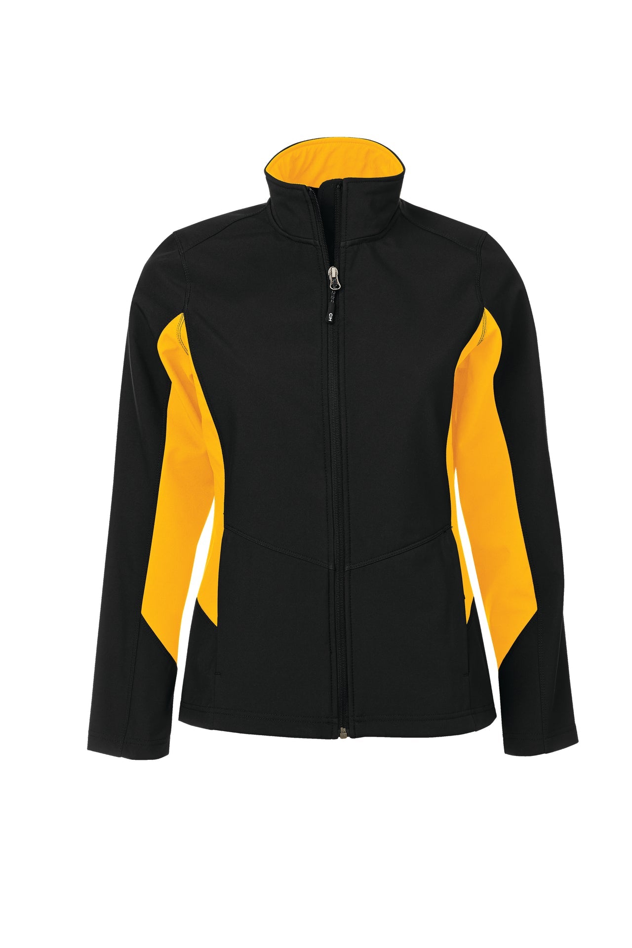 CoalHarbour - COAL HARBOUR® EVERYDAY COLOUR BLOCK WATER REPELLENT SOFT SHELL LADIES' JACKET. - L7604 Black Gold CoalHarbour L7604
