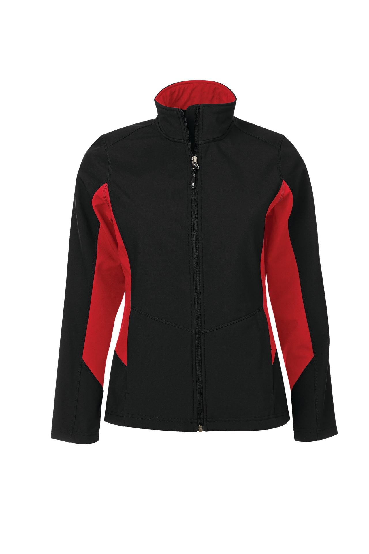 CoalHarbour - COAL HARBOUR® EVERYDAY COLOUR BLOCK WATER REPELLENT SOFT SHELL LADIES' JACKET. - L7604 Black True Red CoalHarbour L7604