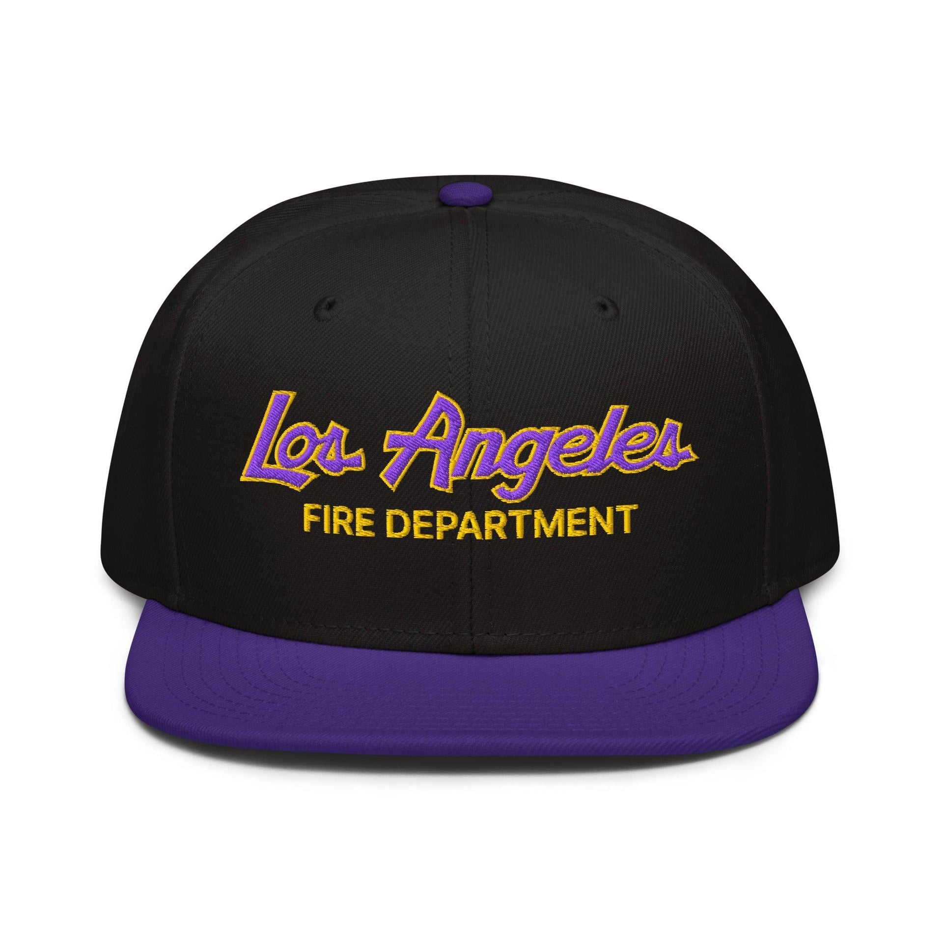 LAFD Los Angeles Fire Department Basketball Vintage Sports Script Embroidered Flat Bill Brim Snapback Hat Default Title CA Capital Crowns Los Angeles Snapback Hats