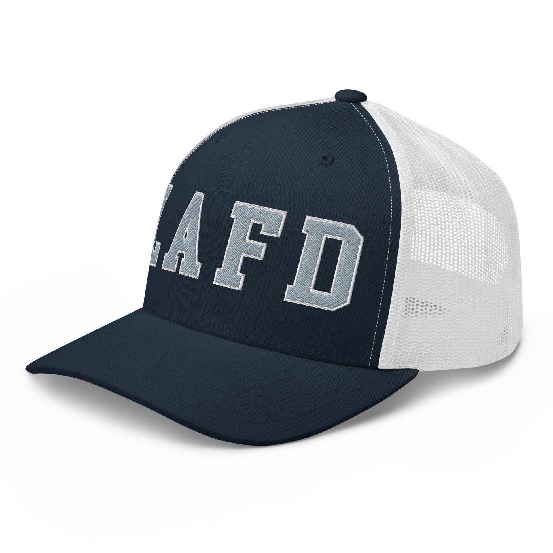 LAFD Los Angeles Fire Department Embroidered Mesh Trucker Hat Capital Crowns Trucker Hats Work