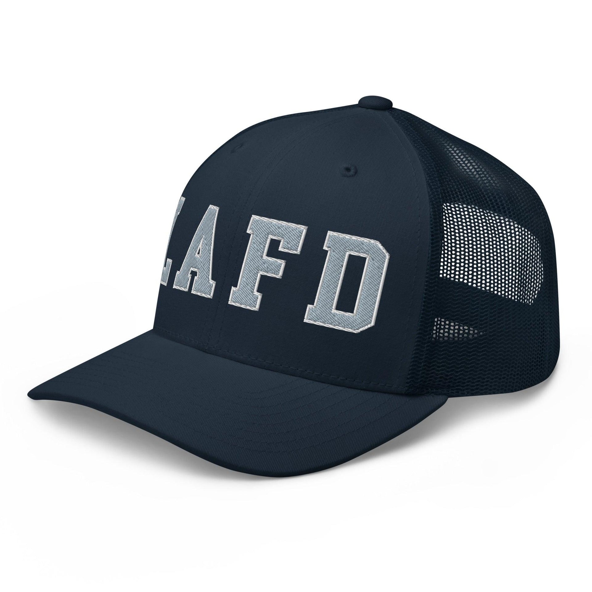 LAFD Los Angeles Fire Department Embroidered Mesh Trucker Hat Capital Crowns Trucker Hats Work