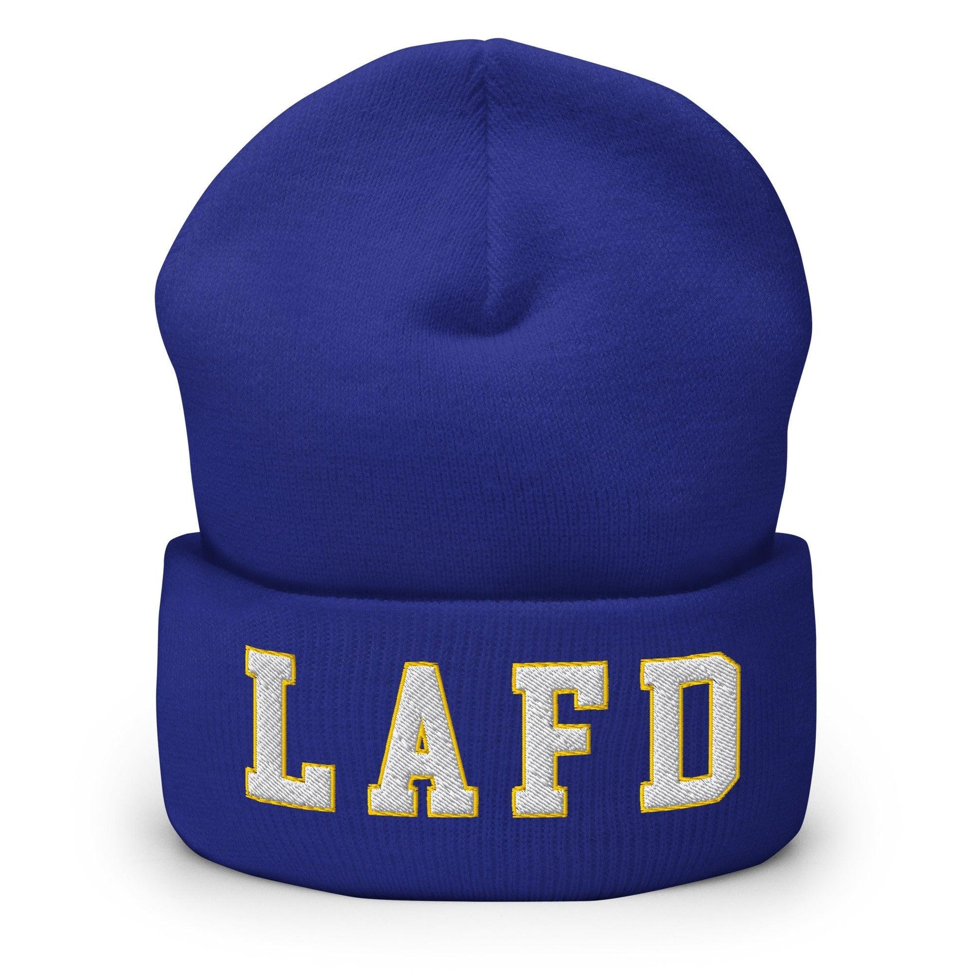 LAFD Los Angeles Fire Department Football Embroidered Knit Cuffed Beanie Default Title Beanies CA Capital Crowns Los Angeles