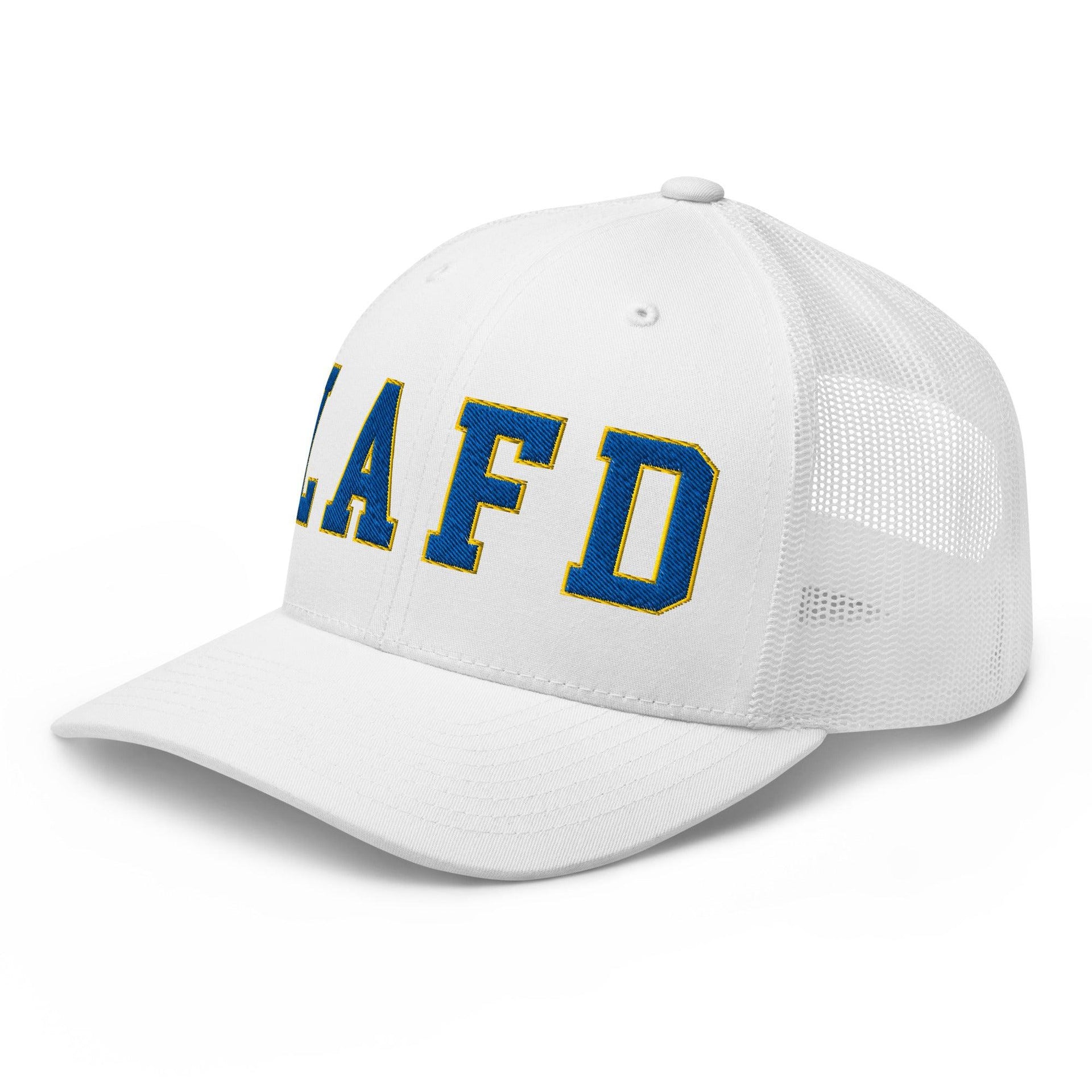 LAFD Los Angeles Fire Department Football Embroidered Mesh Trucker Hat CA Capital Crowns Los Angeles Trucker Hats