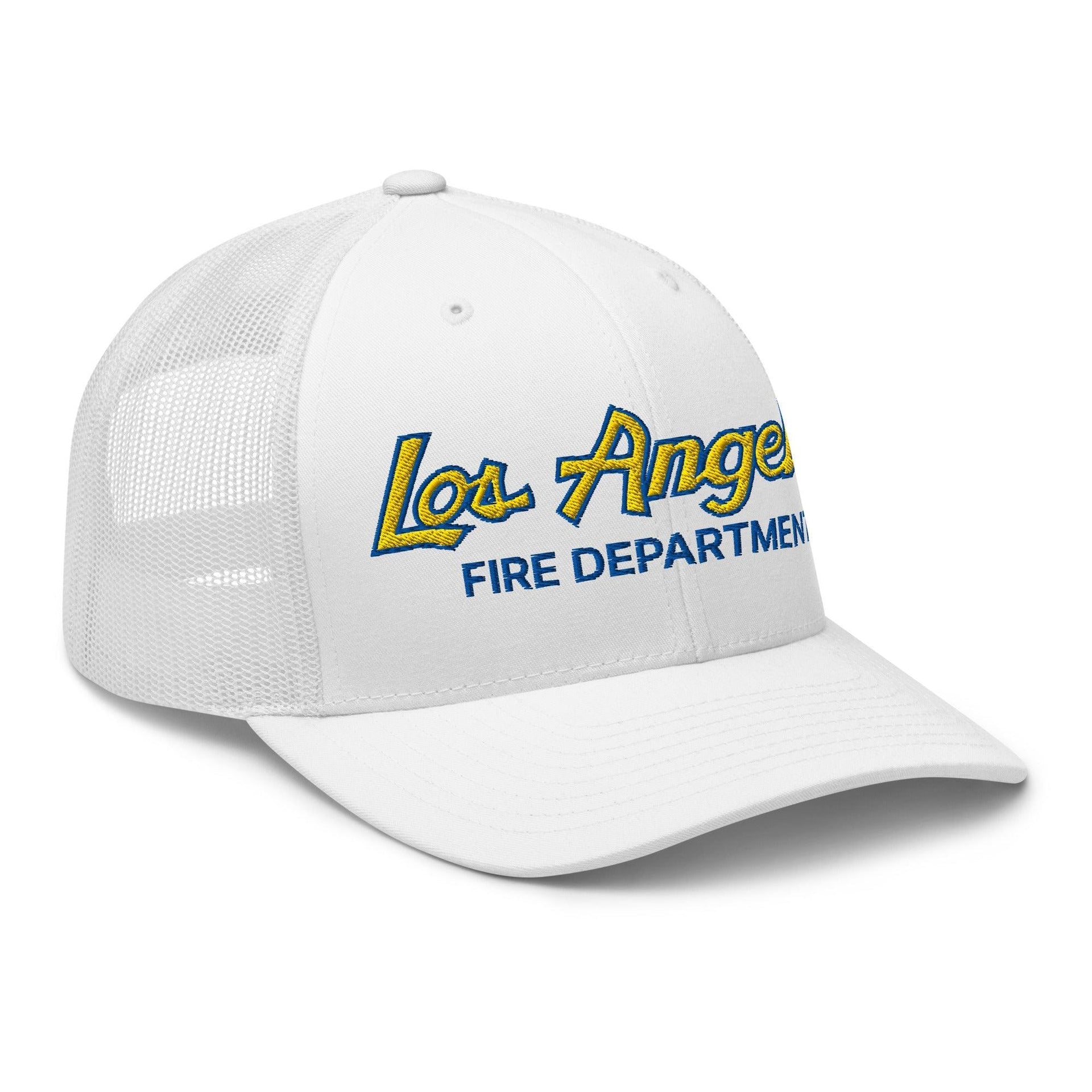 LAFD Los Angeles Fire Department Football Vintage Sports Script Embroidered Mesh Trucker Hat CA Capital Crowns Los Angeles Trucker Hats