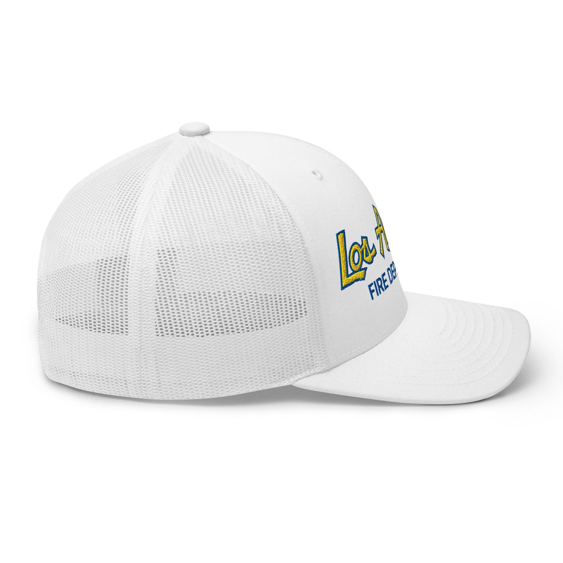 LAFD Los Angeles Fire Department Football Vintage Sports Script Embroidered Mesh Trucker Hat CA Capital Crowns Los Angeles Trucker Hats