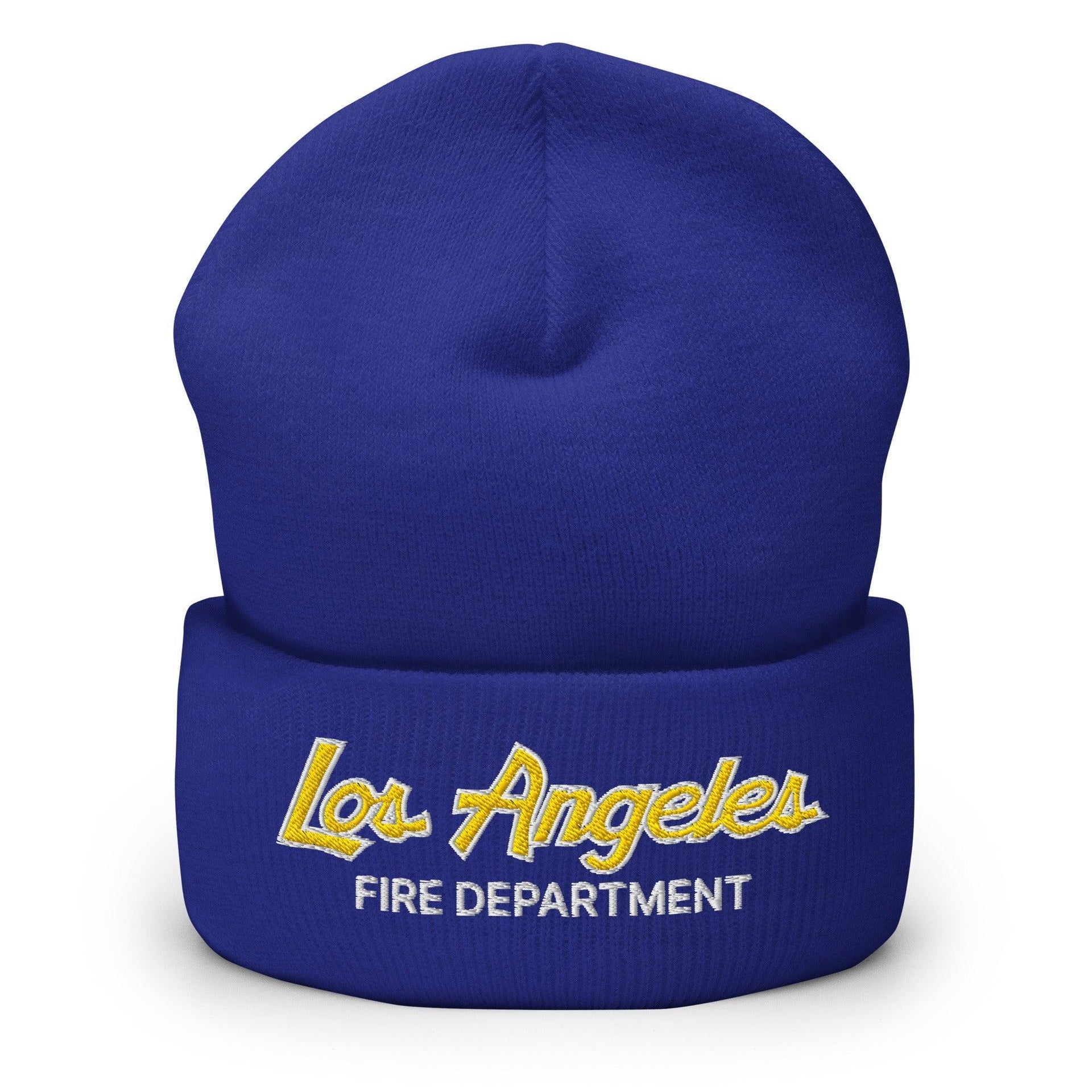 LAFD Los Angeles Fire Department Football Vintage Sports Script Embroidered Knit Cuffed Beanie Default Title Beanies CA Capital Crowns Los Angeles