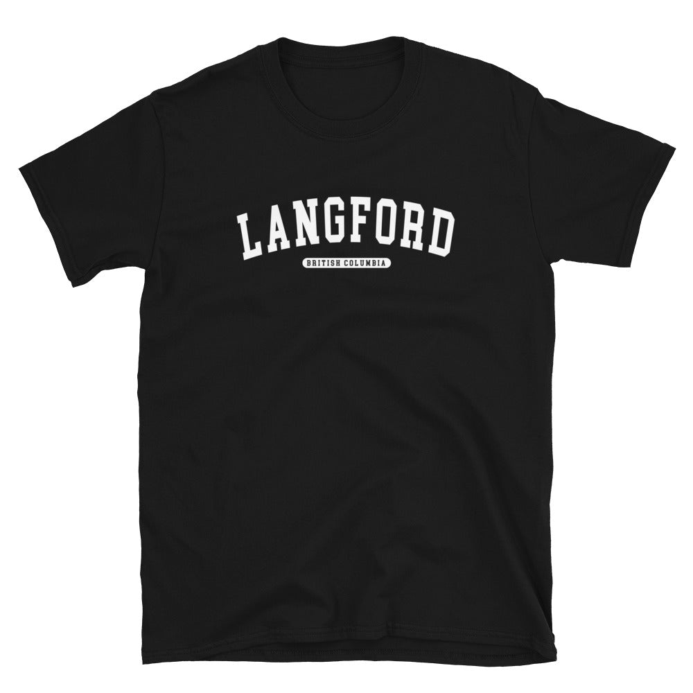 Langford BC College Tee Black Canadian City Apparel