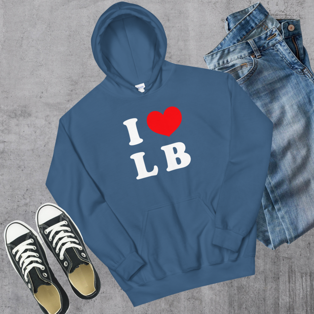 I ❤️ LB Hoodie Indigo Blue Alberta Canadian City Apparel