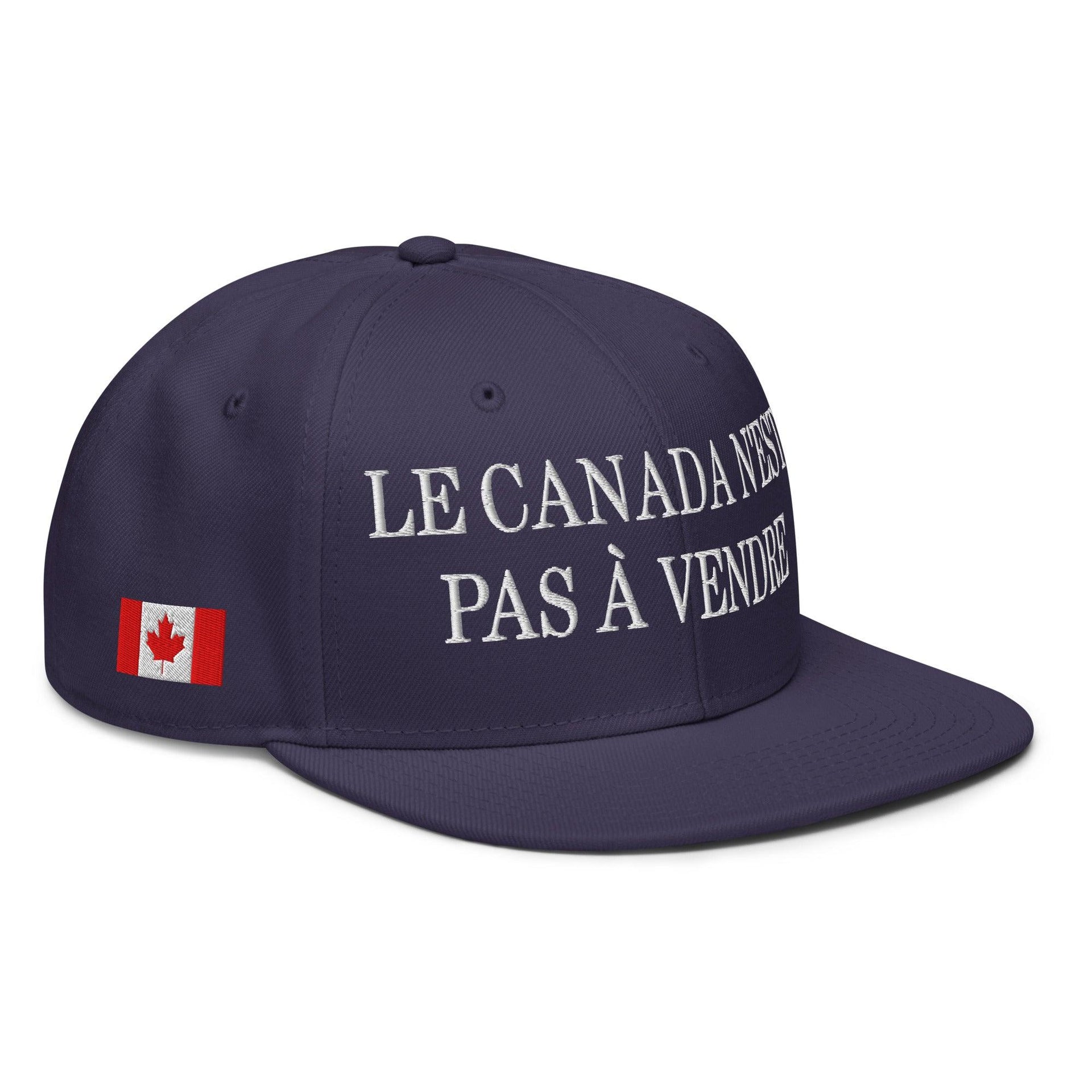 Le Canada n'est pas à Vendre Canada is not for Sale 1867 Flag Embroidered Flat Bill Brim Snapback Hat Navy blue Canada Canada Is Not For Sale Capital Crowns Snapback Hats
