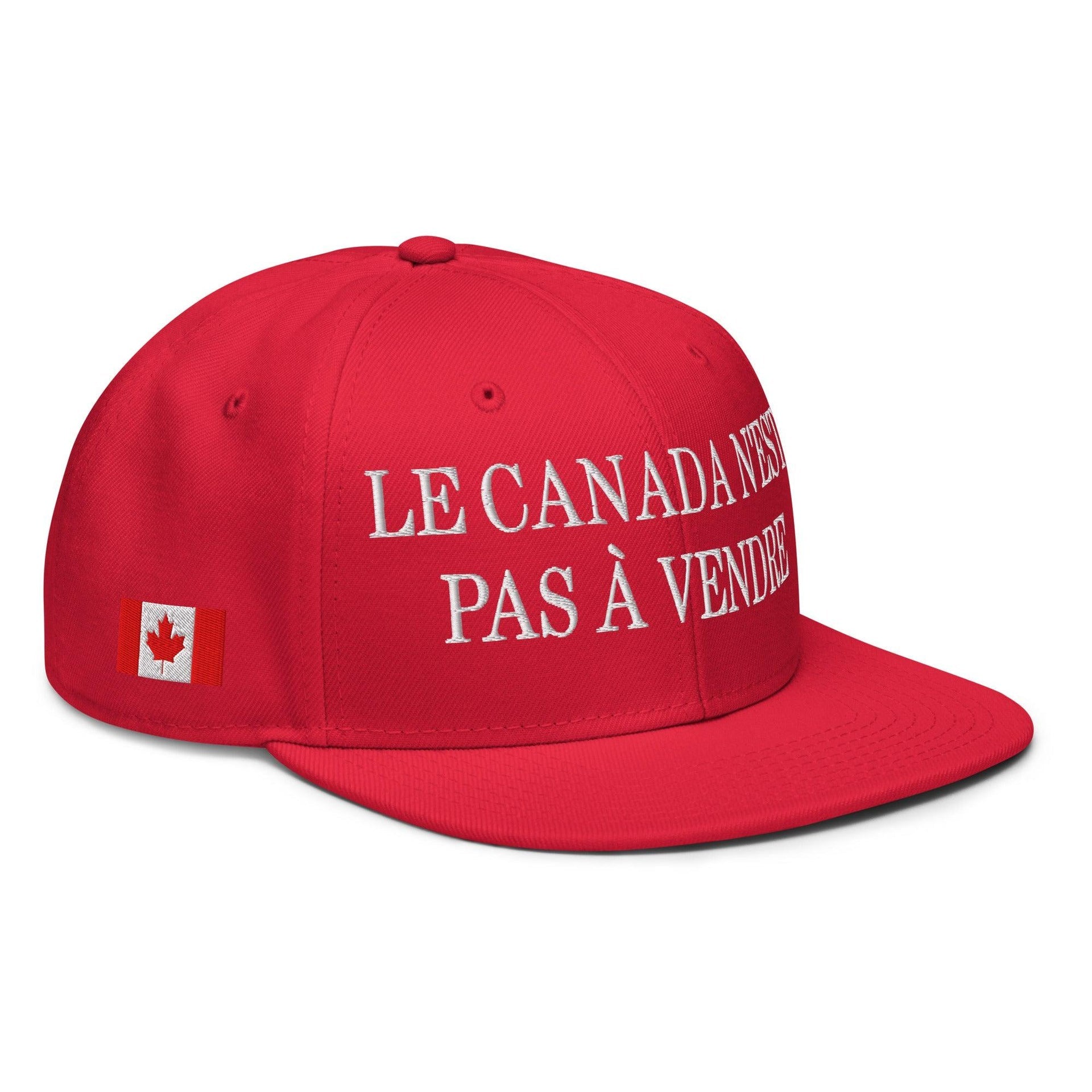 Le Canada n'est pas à Vendre Canada is not for Sale 1867 Flag Embroidered Flat Bill Brim Snapback Hat Red Canada Canada Is Not For Sale Capital Crowns Snapback Hats