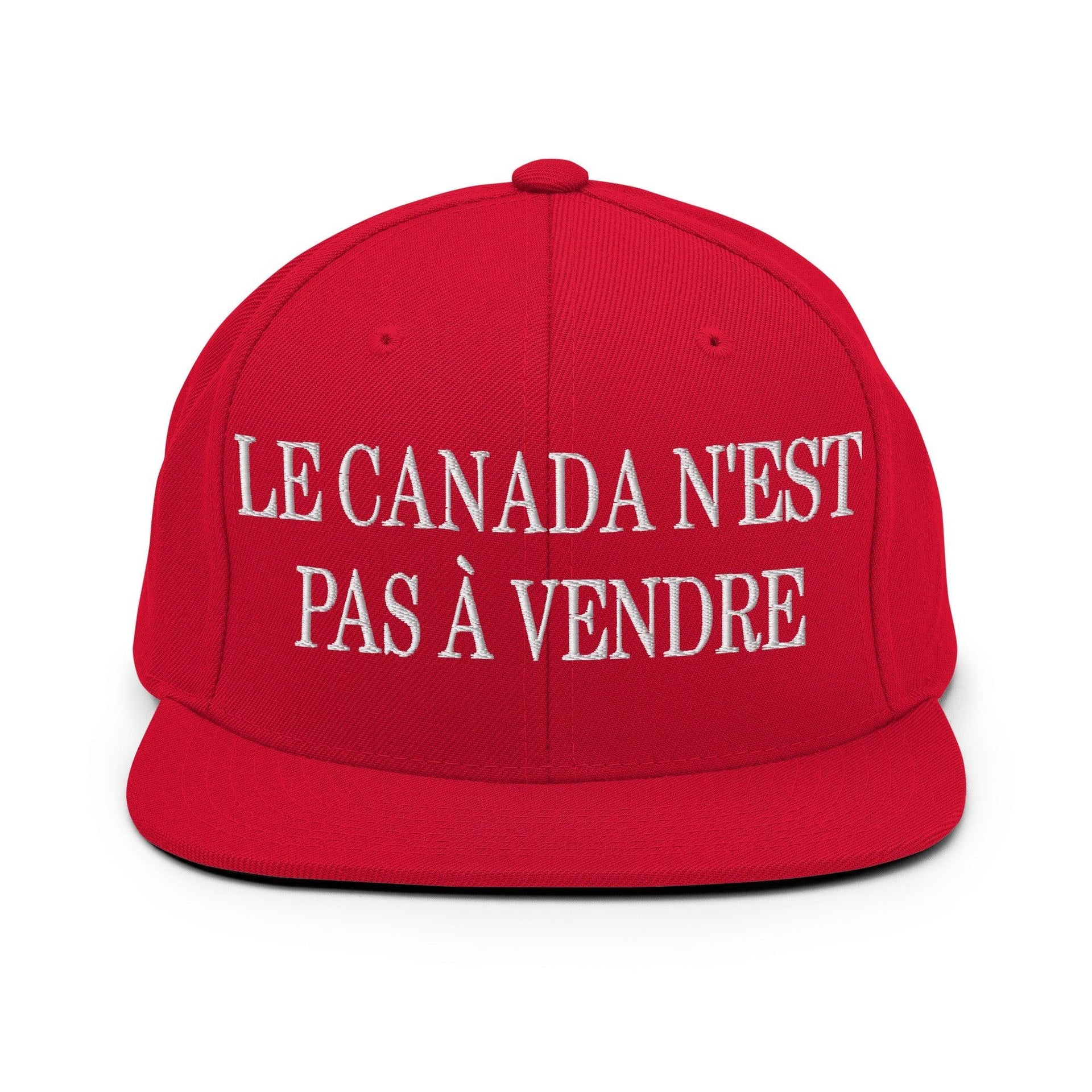 Le Canada n'est pas à Vendre Canada is not for Sale Embroidered Flat Bill Brim Snapback Hat Red Canada Canada Is Not For Sale Capital Crowns Snapback Hats