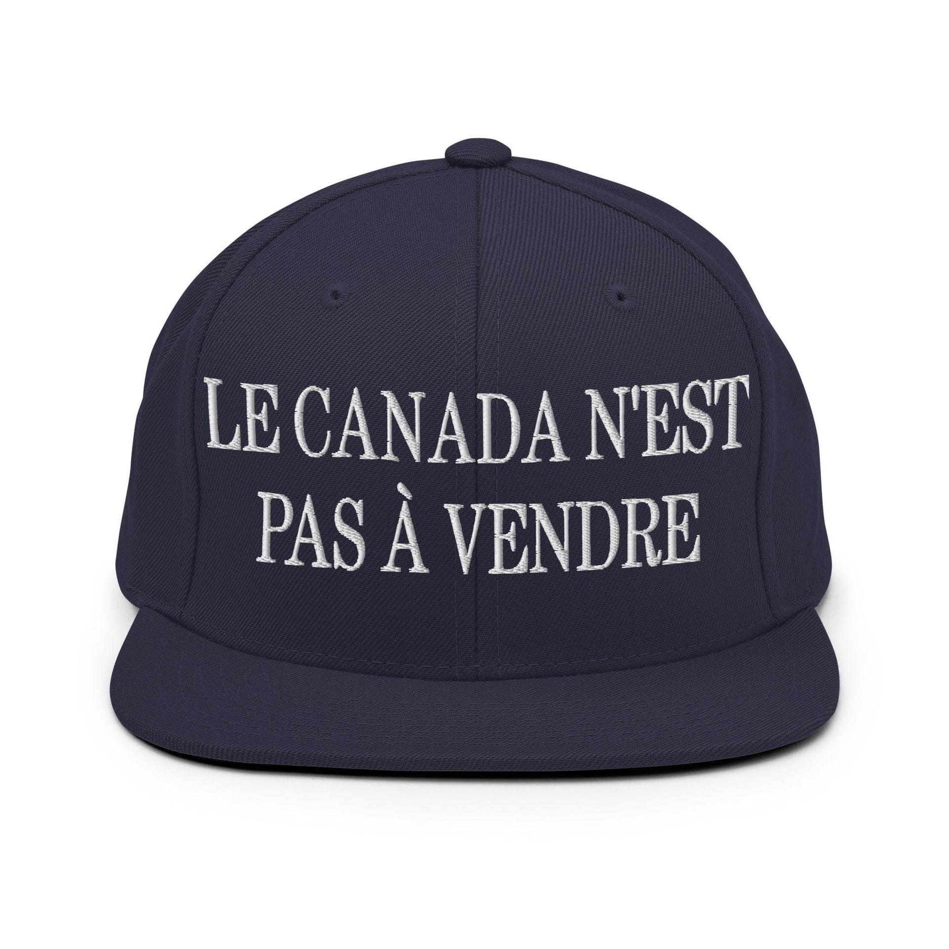 Le Canada n'est pas à Vendre Canada is not for Sale Embroidered Flat Bill Brim Snapback Hat Navy Canada Canada Is Not For Sale Capital Crowns Snapback Hats