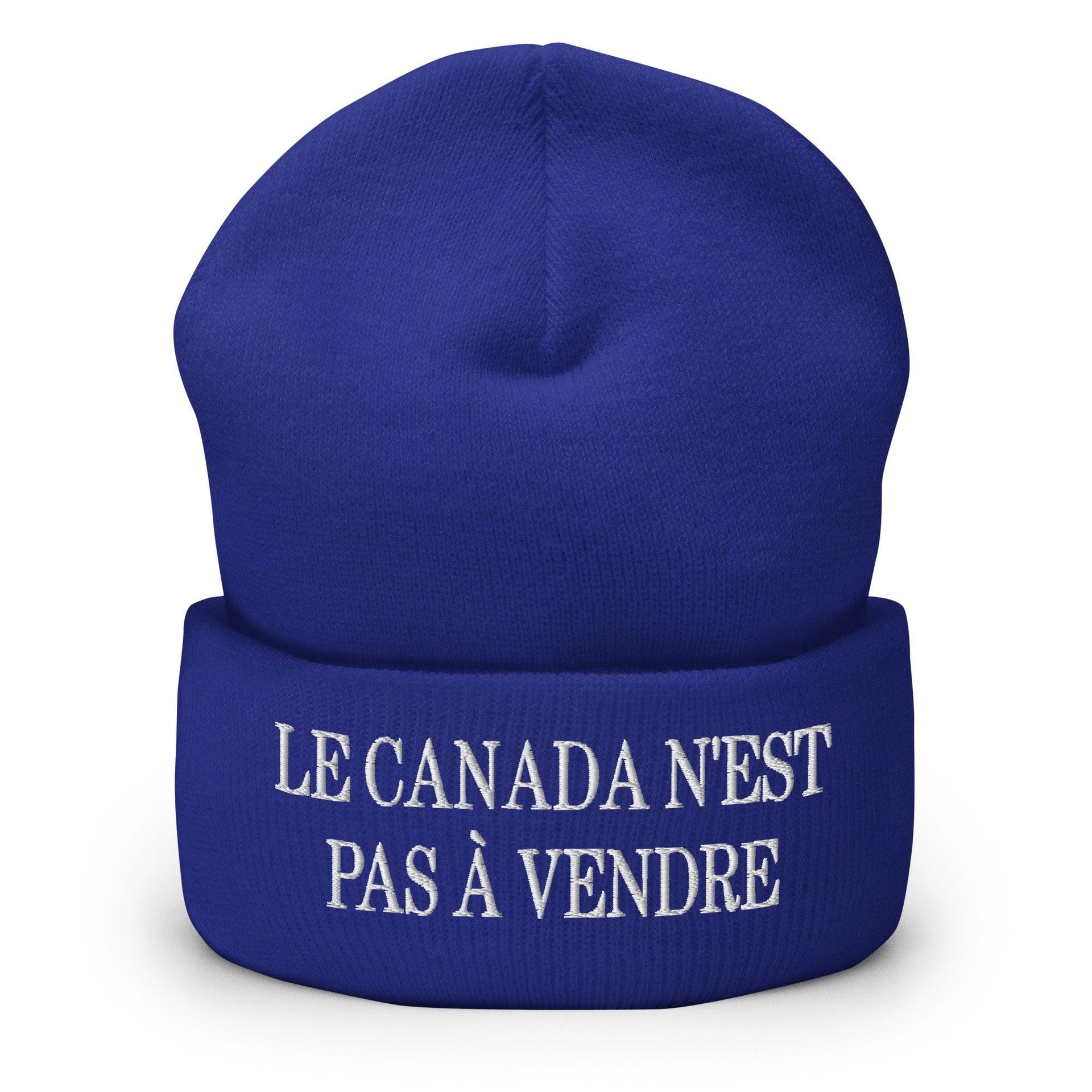 Le Canada n'est pas à Vendre Canada is not for Sale Embroidered Knit Cuffed Beanie Royal Beanies Canada Canada Is Not For Sale Capital Crowns
