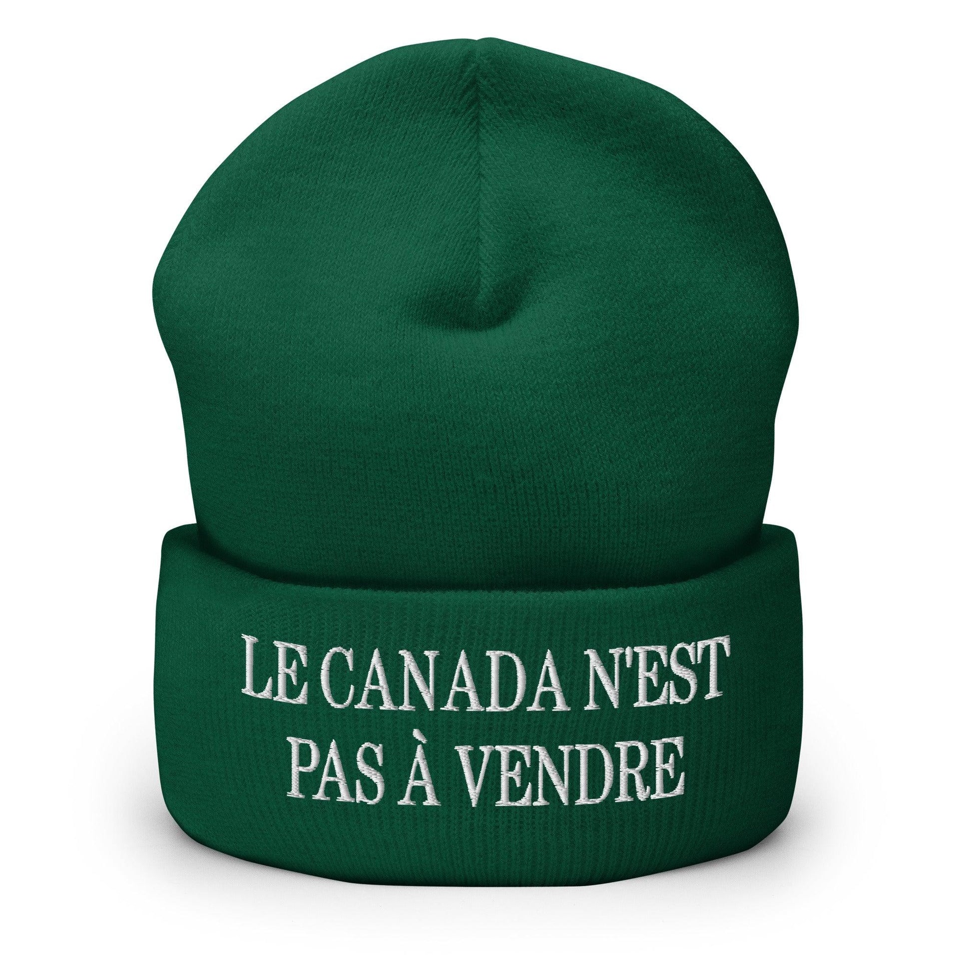 Le Canada n'est pas à Vendre Canada is not for Sale Embroidered Knit Cuffed Beanie Spruce Beanies Canada Canada Is Not For Sale Capital Crowns