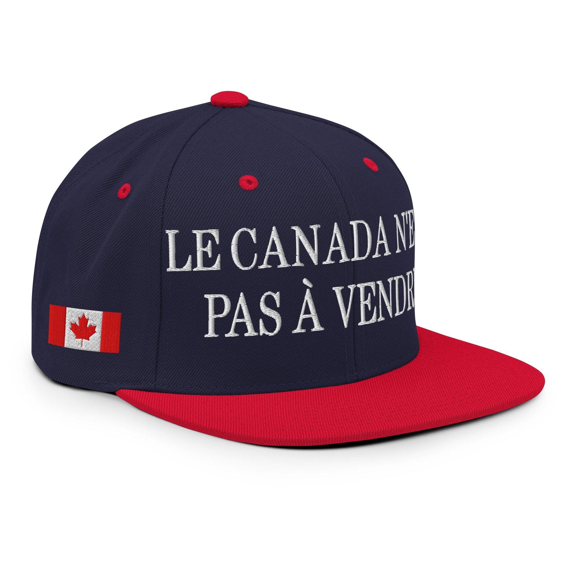 Le Canada n'est pas à Vendre Canada is not for Sale Flag 1867 Embroidered Flat Bill Brim Snapback Hat Navy Red Canada Canada Is Not For Sale Capital Crowns Snapback Hats