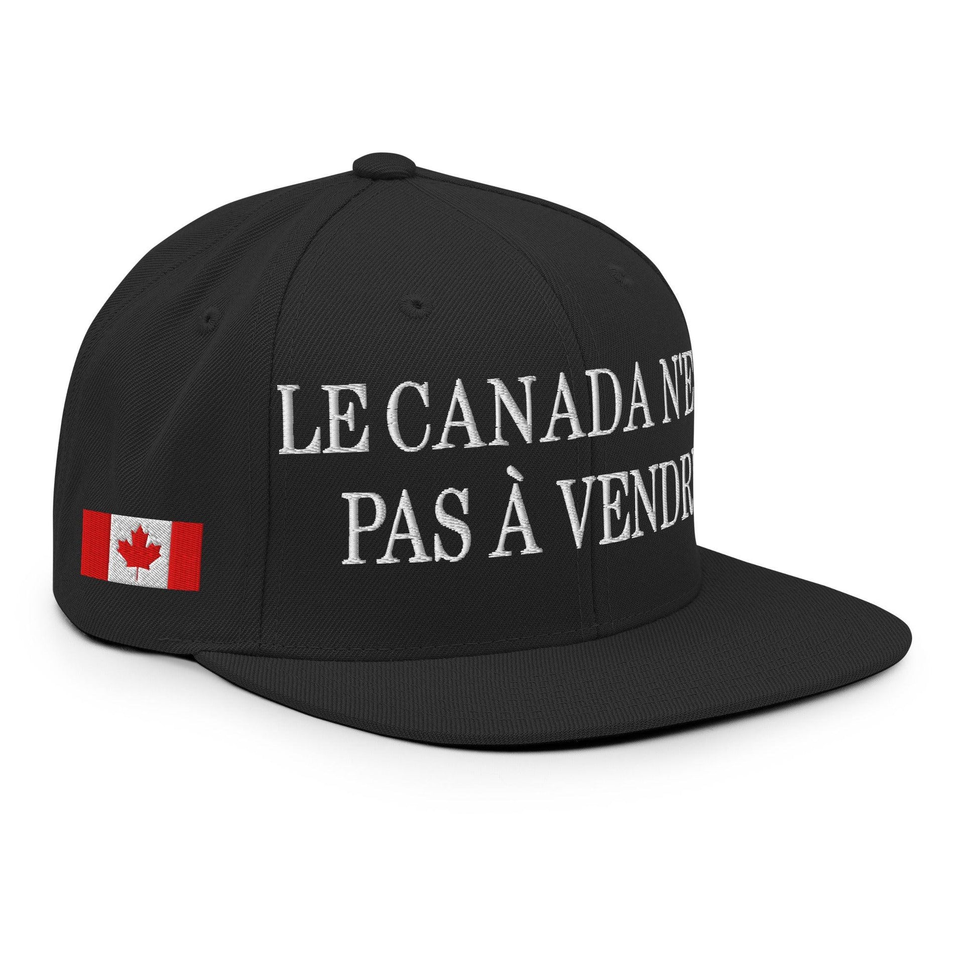 Le Canada n'est pas à Vendre Canada is not for Sale Flag 1867 Embroidered Flat Bill Brim Snapback Hat Black Canada Canada Is Not For Sale Capital Crowns Snapback Hats