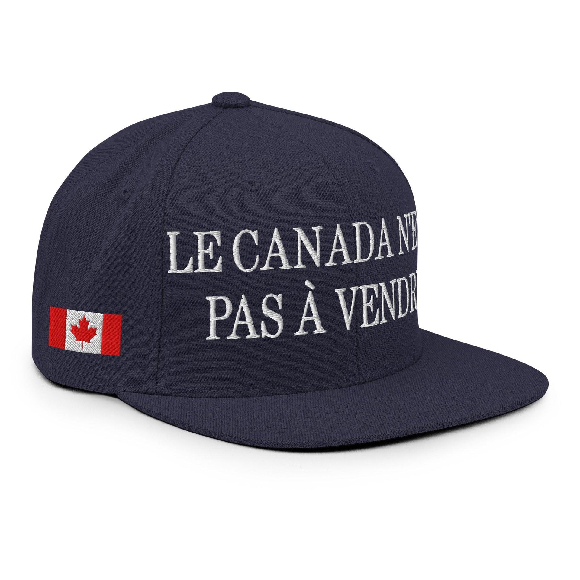 Le Canada n'est pas à Vendre Canada is not for Sale Flag 1867 Embroidered Flat Bill Brim Snapback Hat Navy Canada Canada Is Not For Sale Capital Crowns Snapback Hats