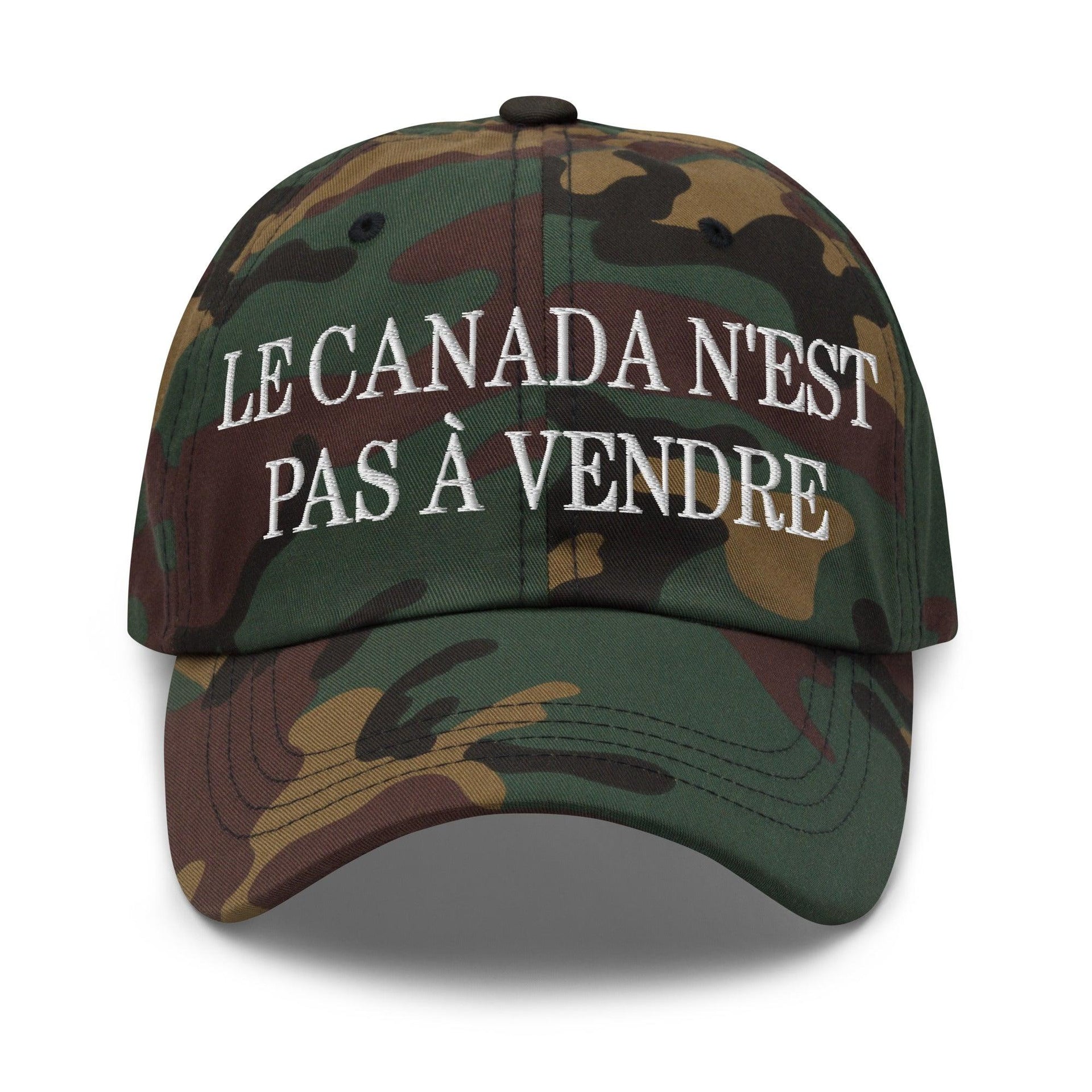 Le Canada n'est pas à Vendre Canada is not for Sale Great Embroidered Dad Hat Green Camo Canada Canada Is Not For Sale Capital Crowns Dad Hats