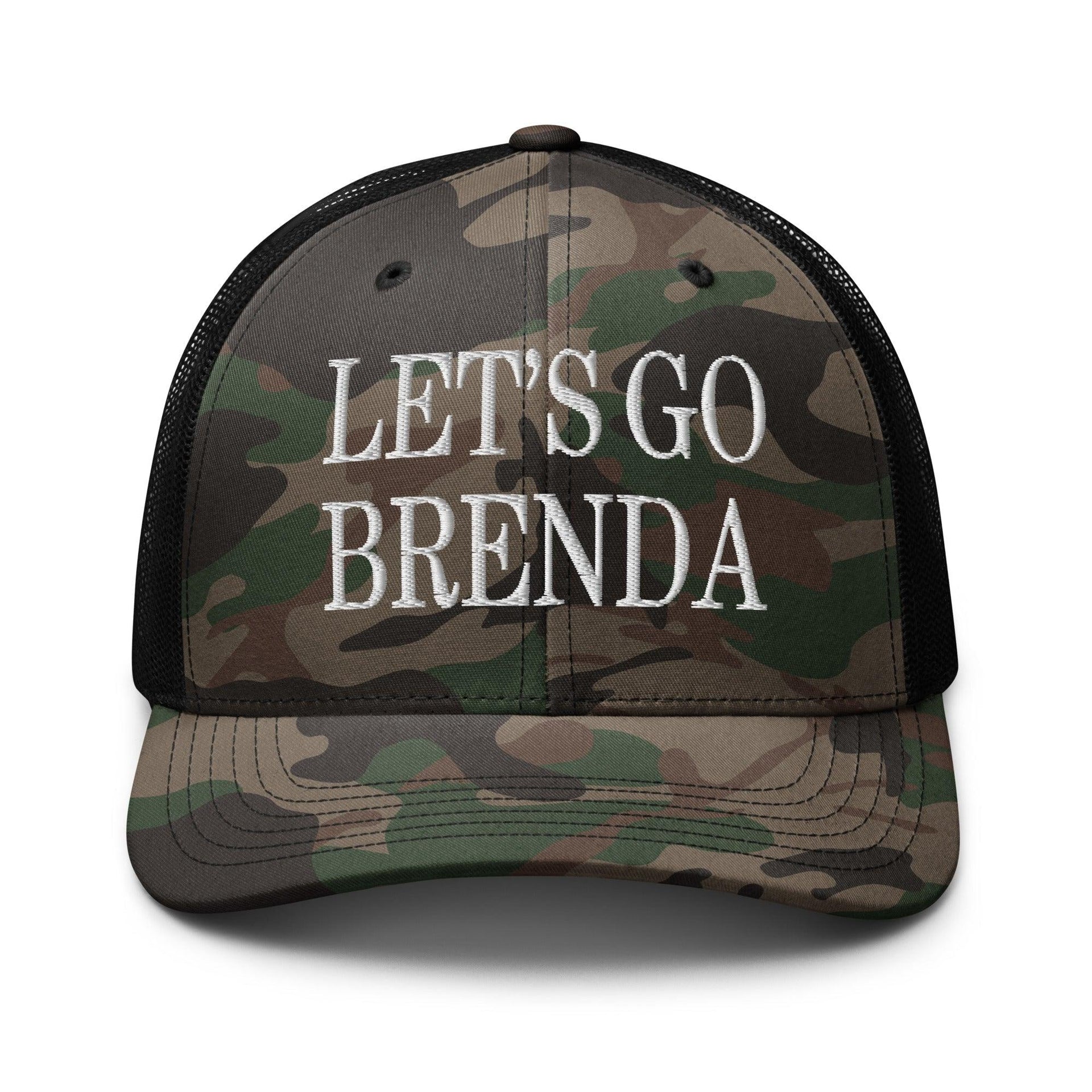 Let's Go Brenda Camo Trucker Hat Camo Black Capital Crowns Conservative LADs Trucker Hats