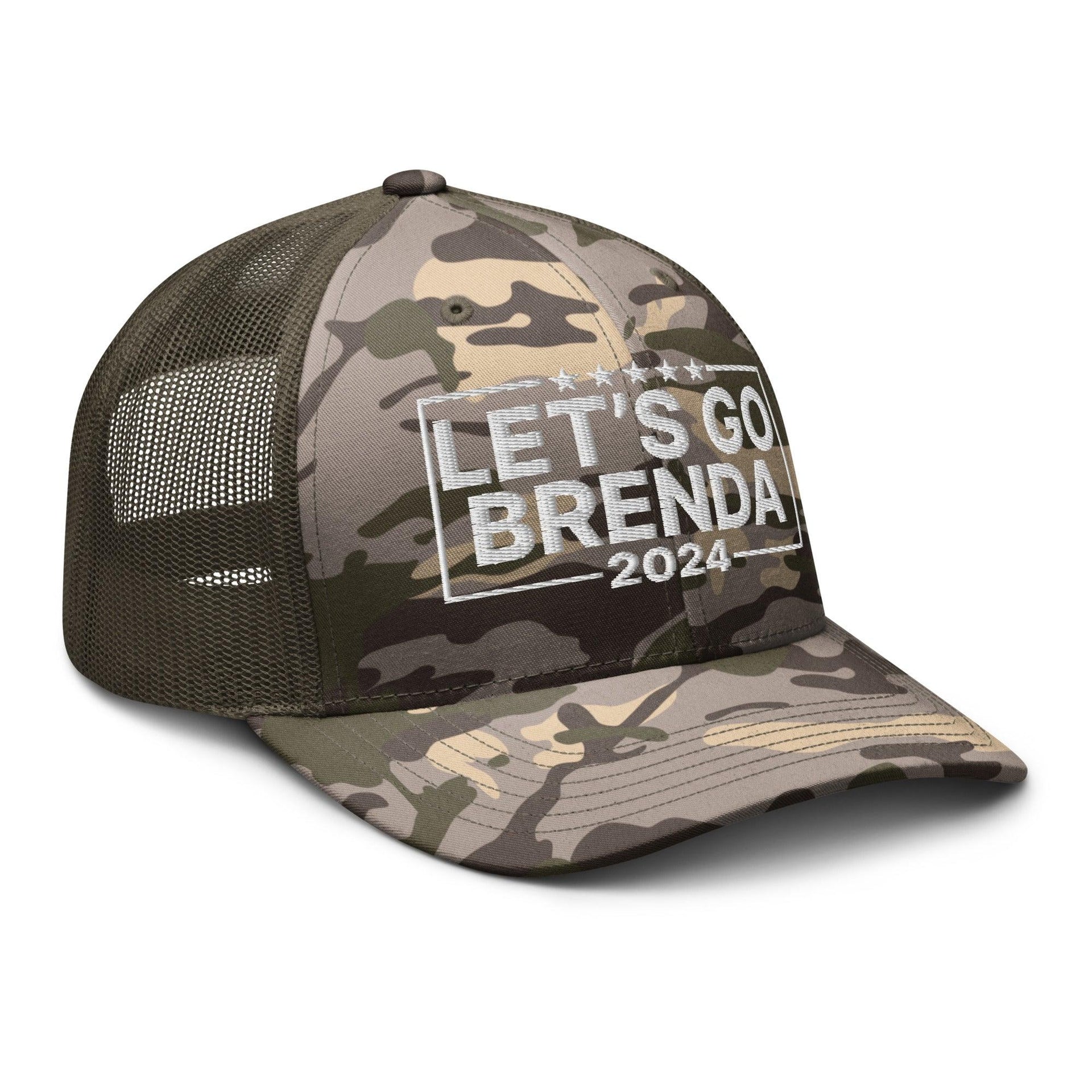 Let's Go Brenda FKH Camo Trucker Hat Capital Crowns Conservative LADs Trucker Hats