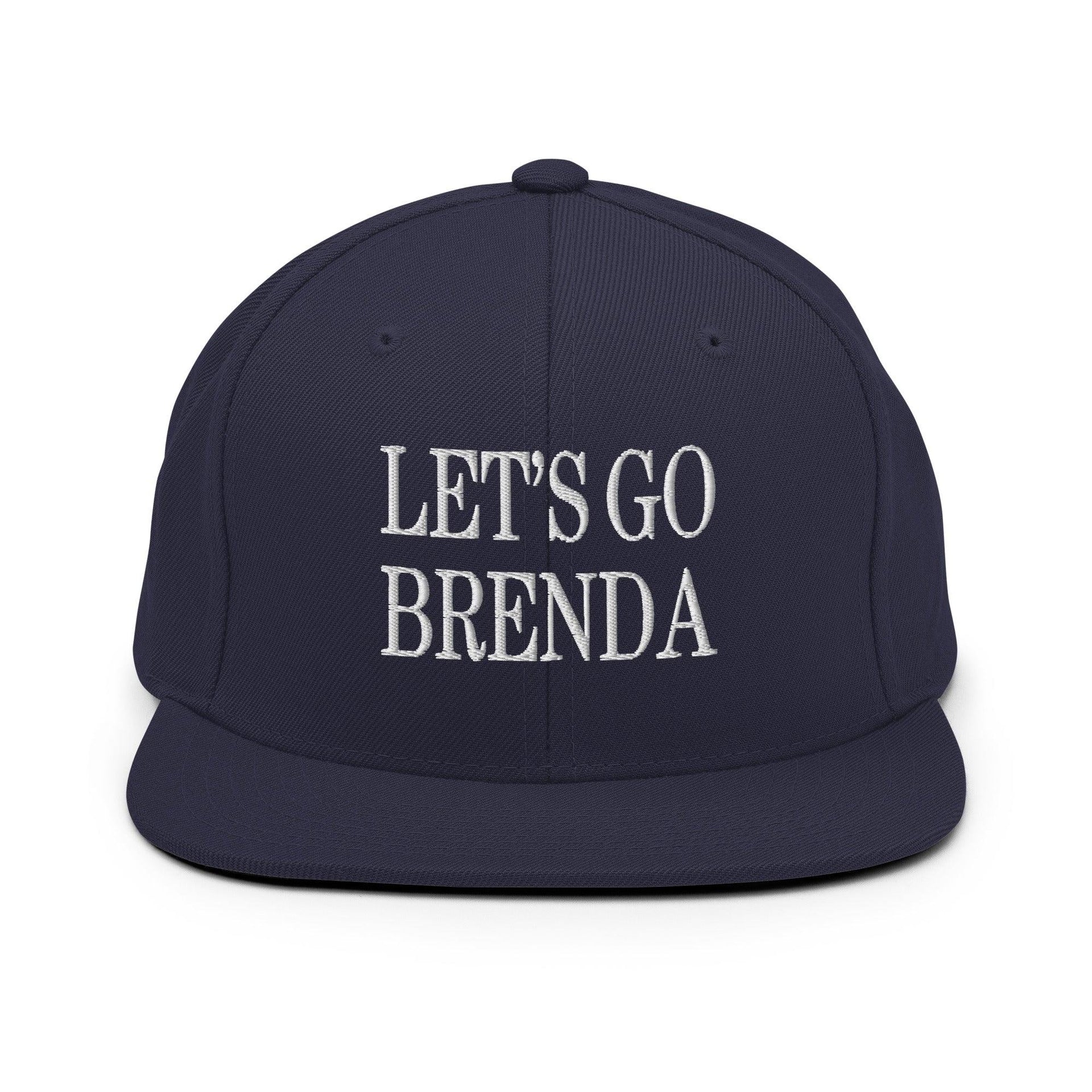 Let's Go Brenda Flat Bill Brim Snapback Hat Navy Capital Crowns Conservative LADs Make Again Snapback Hats