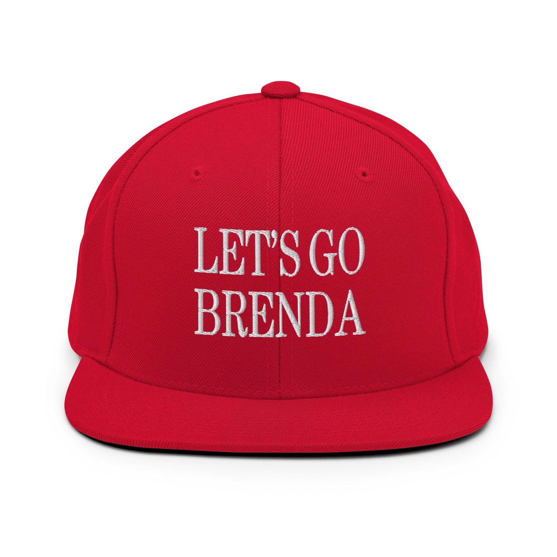 Let's Go Brenda Flat Bill Brim Snapback Hat Red Capital Crowns Conservative LADs Make Again Snapback Hats