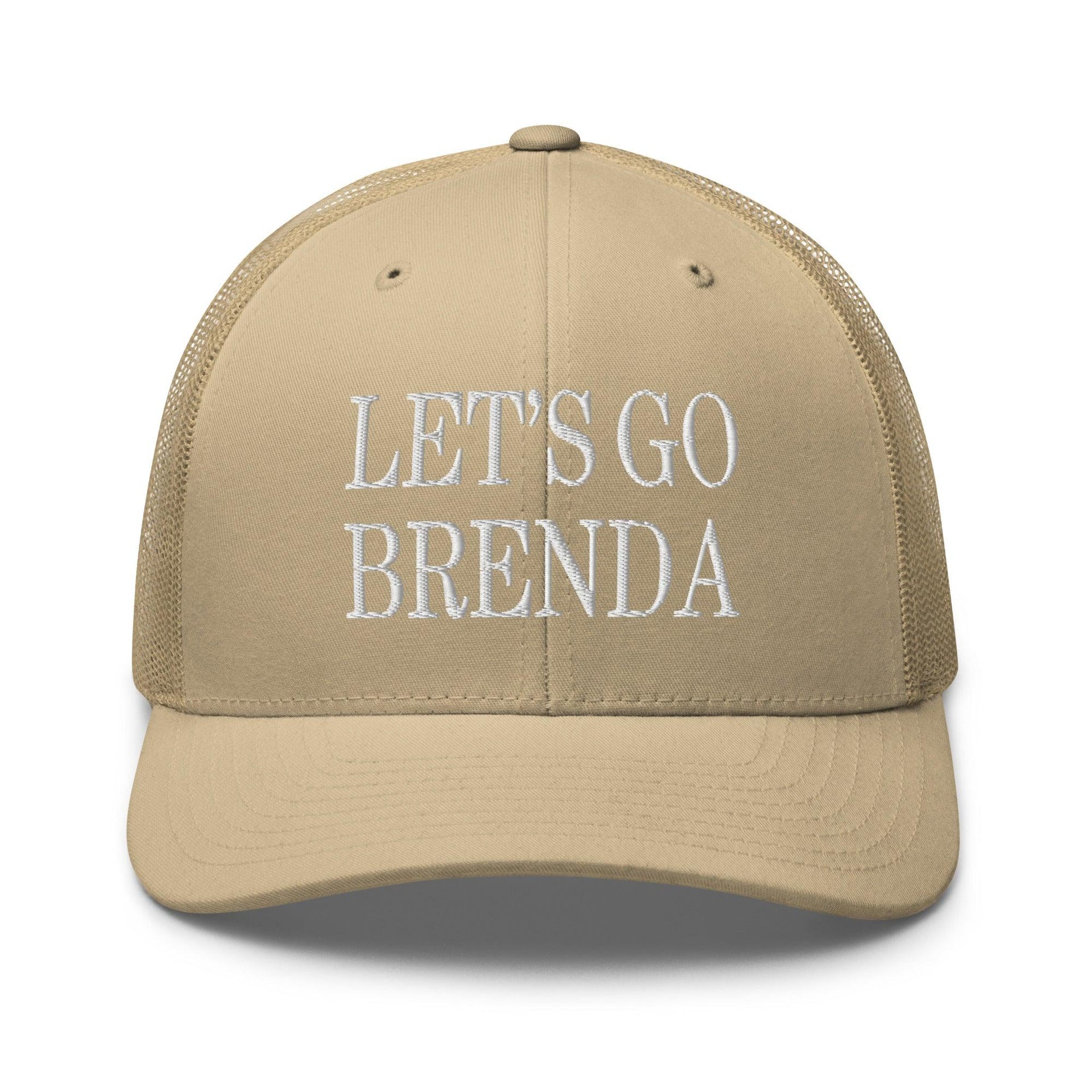 Let's Go Brenda Retro Trucker Hat Khaki Capital Crowns Conservative LADs Make Again Trucker Hats