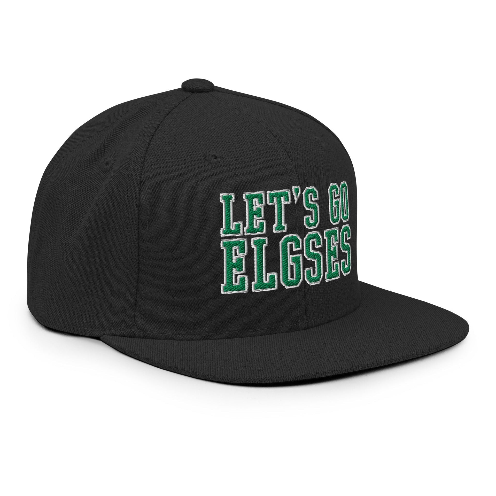 Let's Go Elgses Embroidered Flat Brim Bill Snapback Hat Capital Crowns