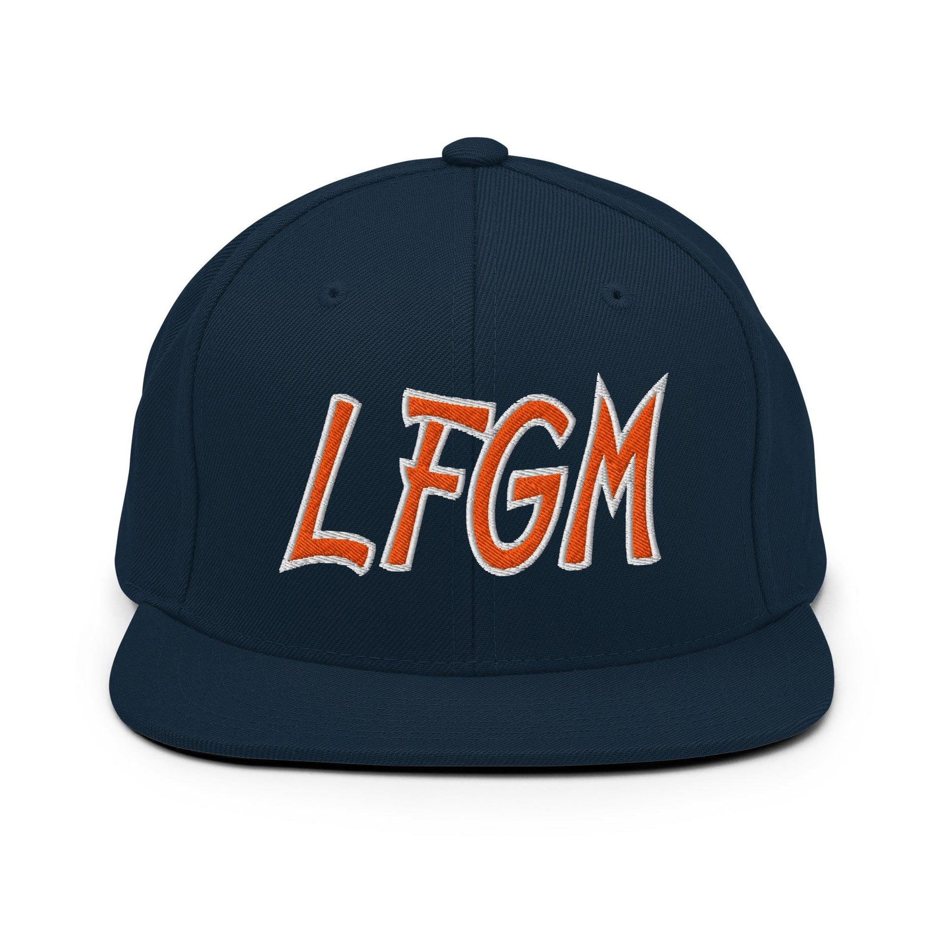 LFGM New York Baseball Flat Bill Brim Snapback Hat Dark Navy Baseball Capital Crowns Snapback Hats