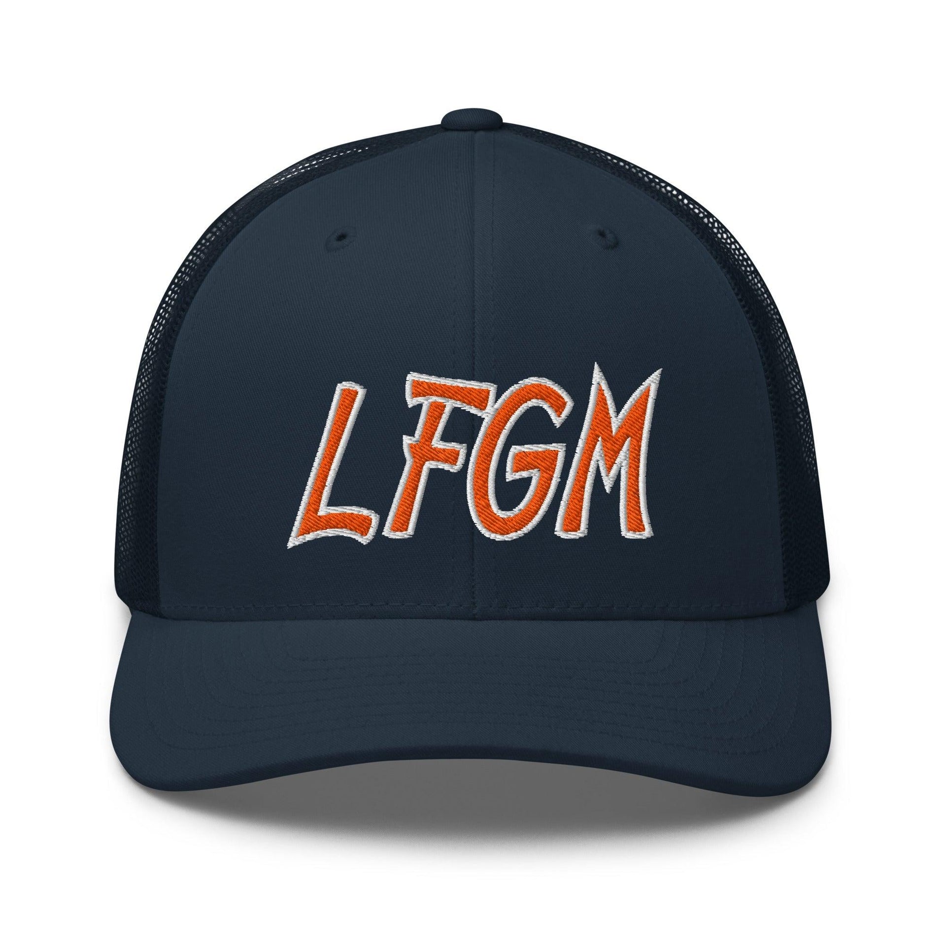 LFGM New York Baseball Mesh Trucker Hat Navy Baseball Capital Crowns Trucker Hats