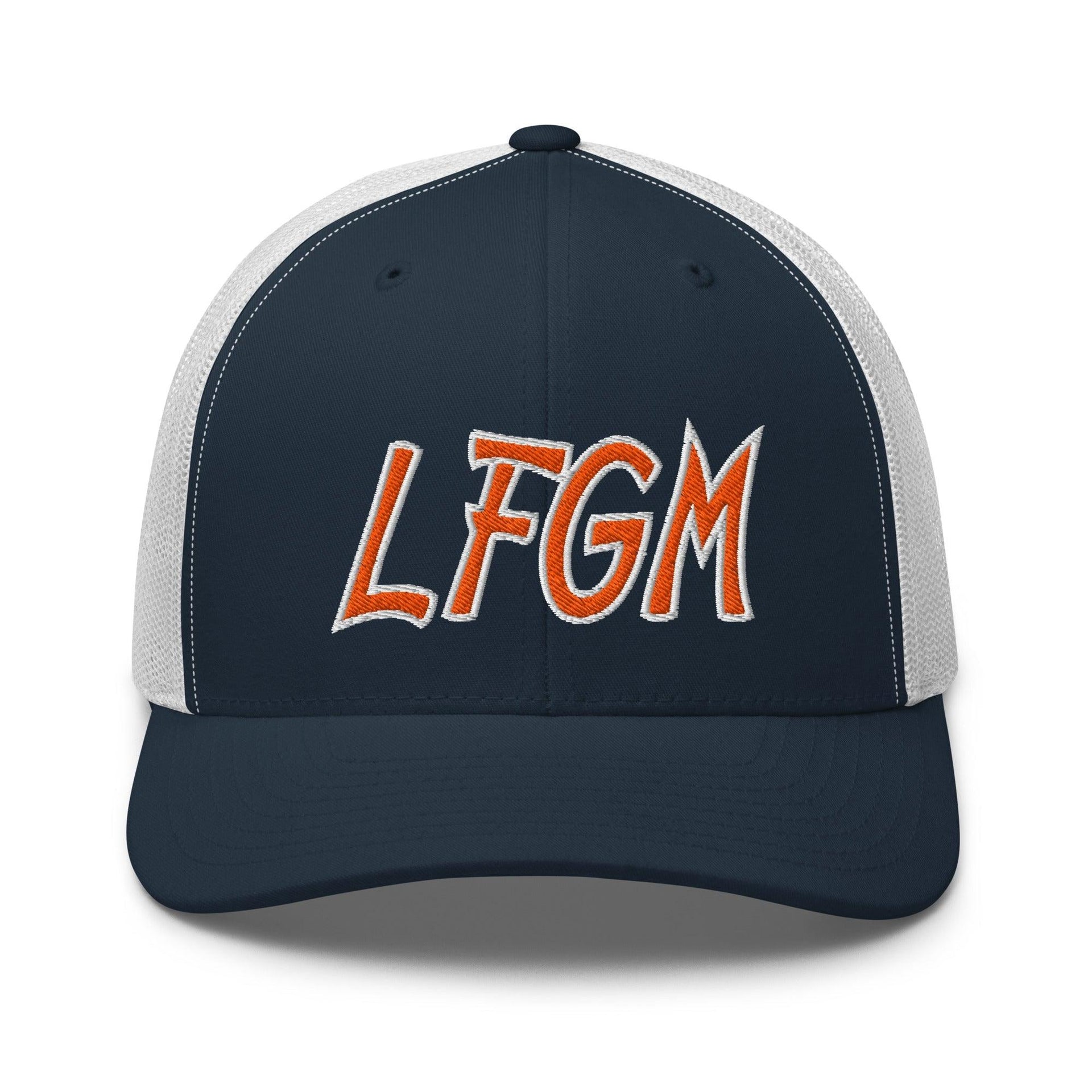 LFGM New York Baseball Mesh Trucker Hat Navy White Baseball Capital Crowns Trucker Hats
