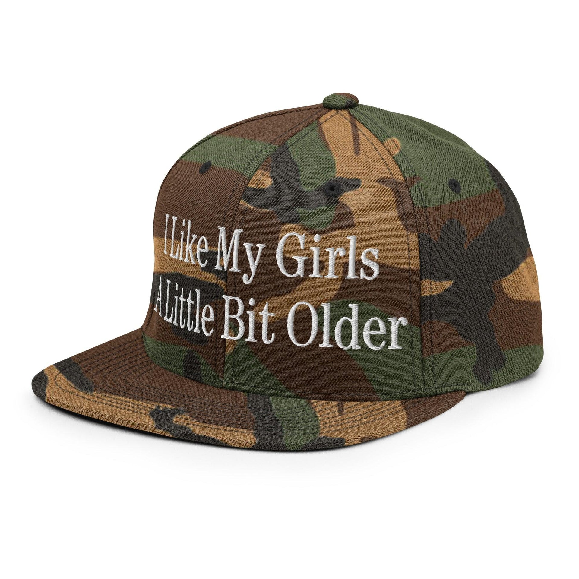 I Like My Girls a Little Bit Older Embroidered Flat Bill Brim Snapback Hat Capital Crowns Funny Snapback Hats