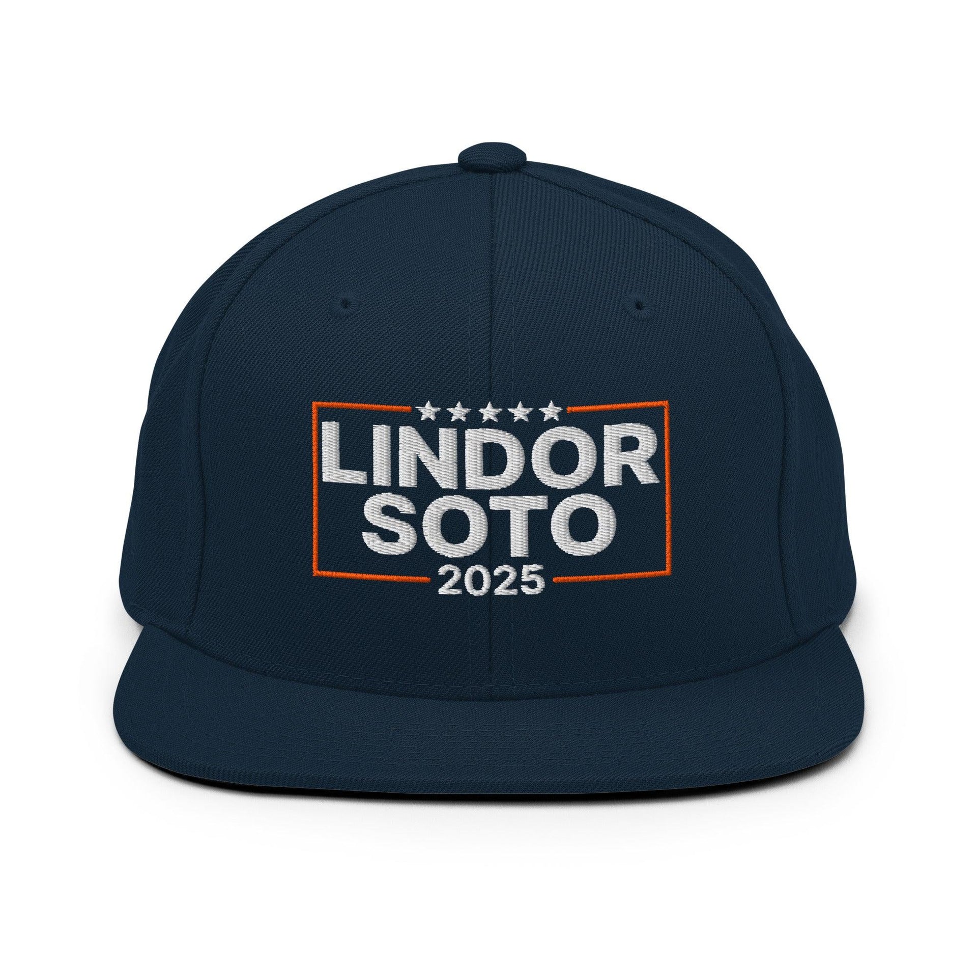 Lindor Soto 2025 Embroidered Flat Bill Brim Snapback Hat Dark Navy Baseball Capital Crowns Snapback Hats