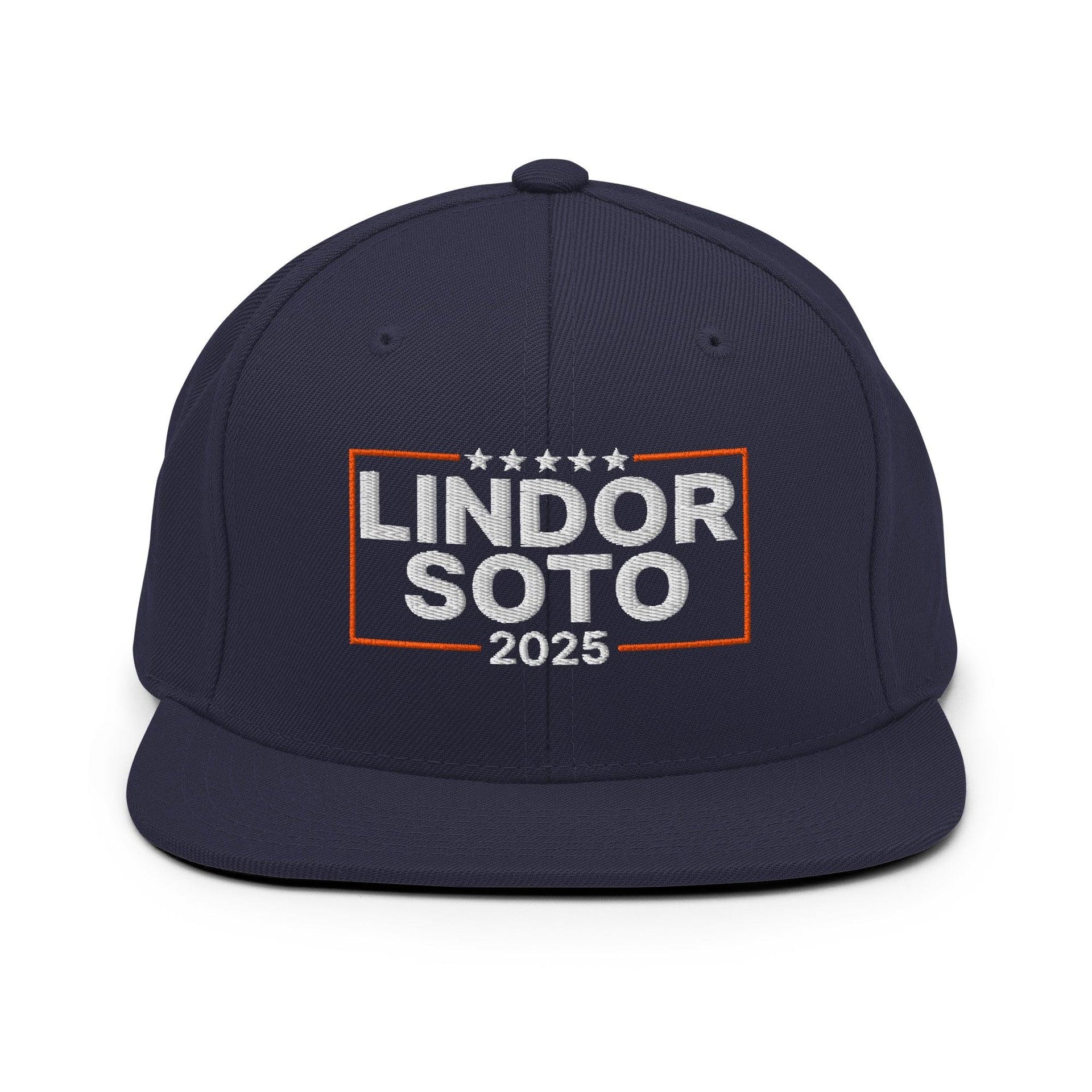 Lindor Soto 2025 Embroidered Flat Bill Brim Snapback Hat Navy Baseball Capital Crowns Snapback Hats