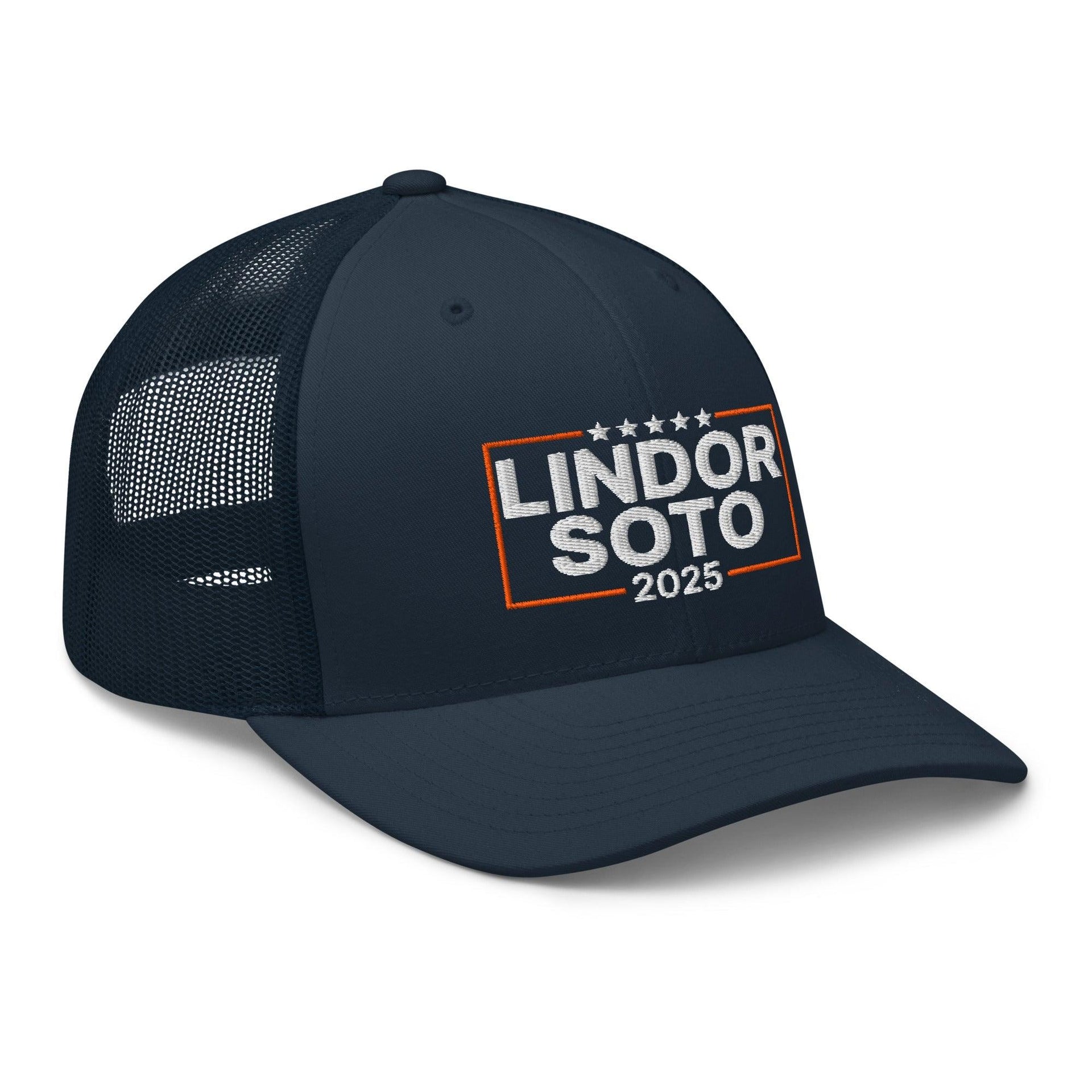 Lindor Soto 2025 Embroidered Mesh Trucker Hat Baseball Capital Crowns Trucker Hats