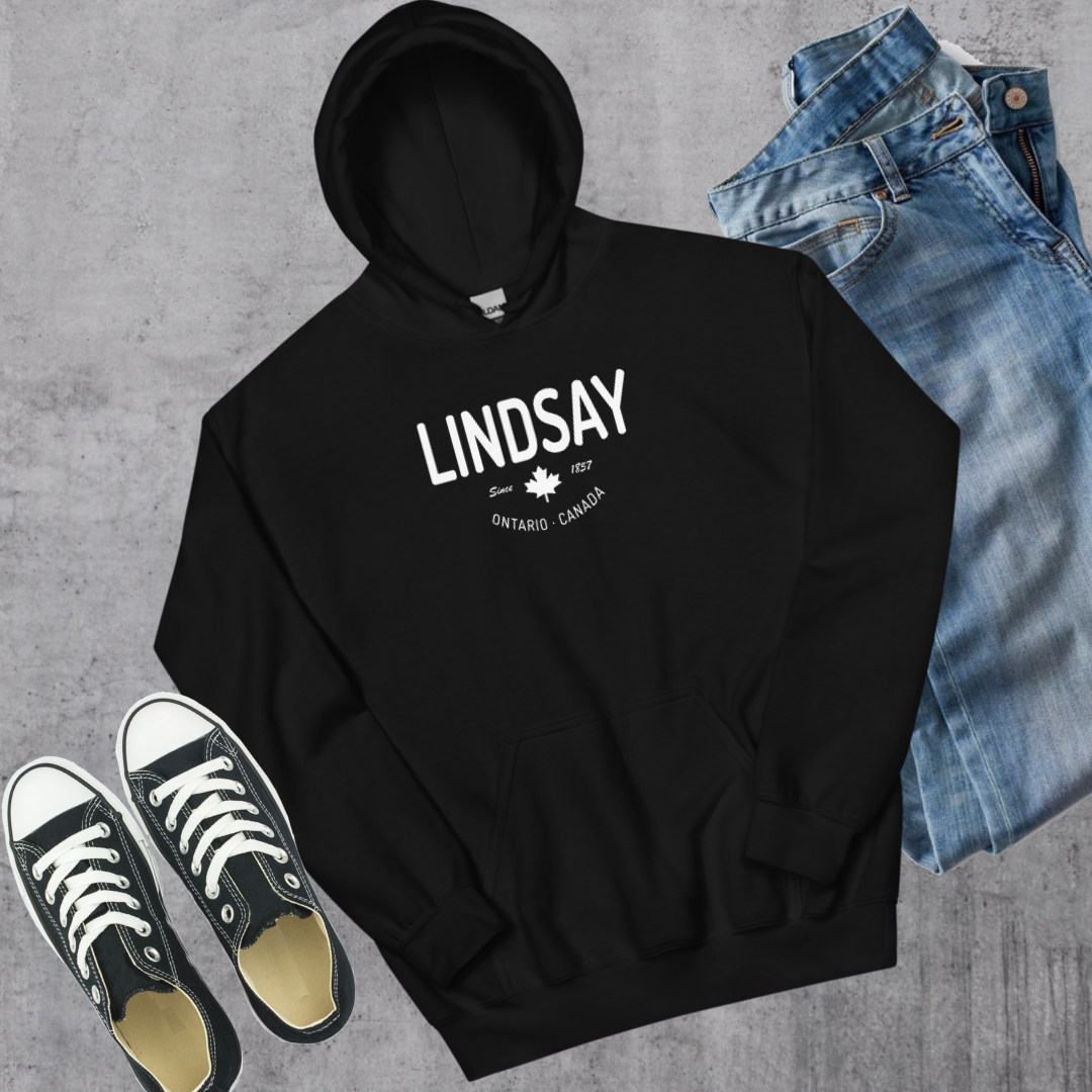 Lindsay since 1857 Hoodie Black Canadian City Apparel