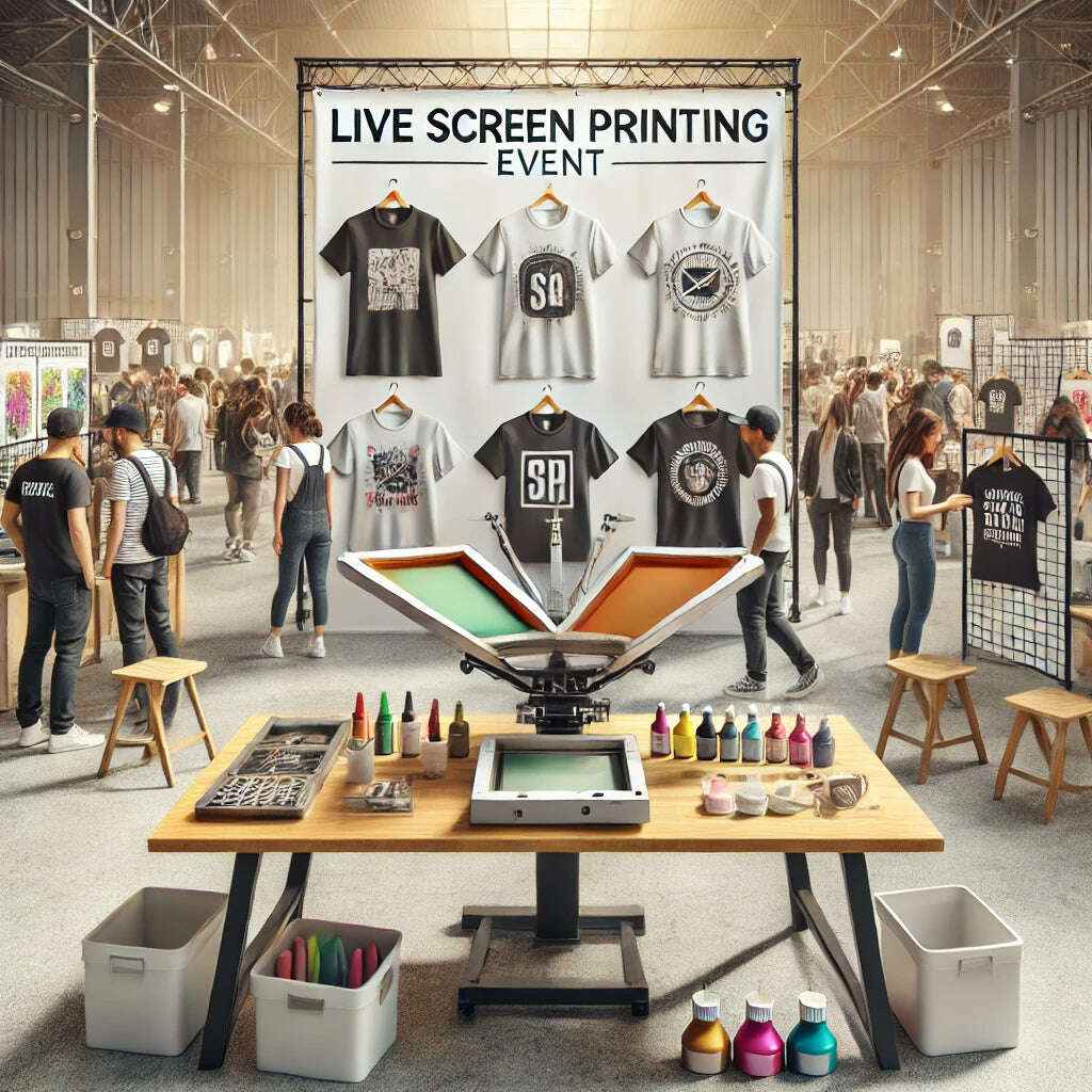 Live Screen Printing Events | On-Site Custom Apparel Experiences bookeasy Branded Giveaways Corporate Event Printing Custom Apparel Events Custom Event Merchandise Event Activation Printing Event Merchandising Interactive Event Attraction LADs Live Events Live Screen Printing Nationwide Event Services On-Demand Printing Screen Printing Programs Toronto Screen Printing