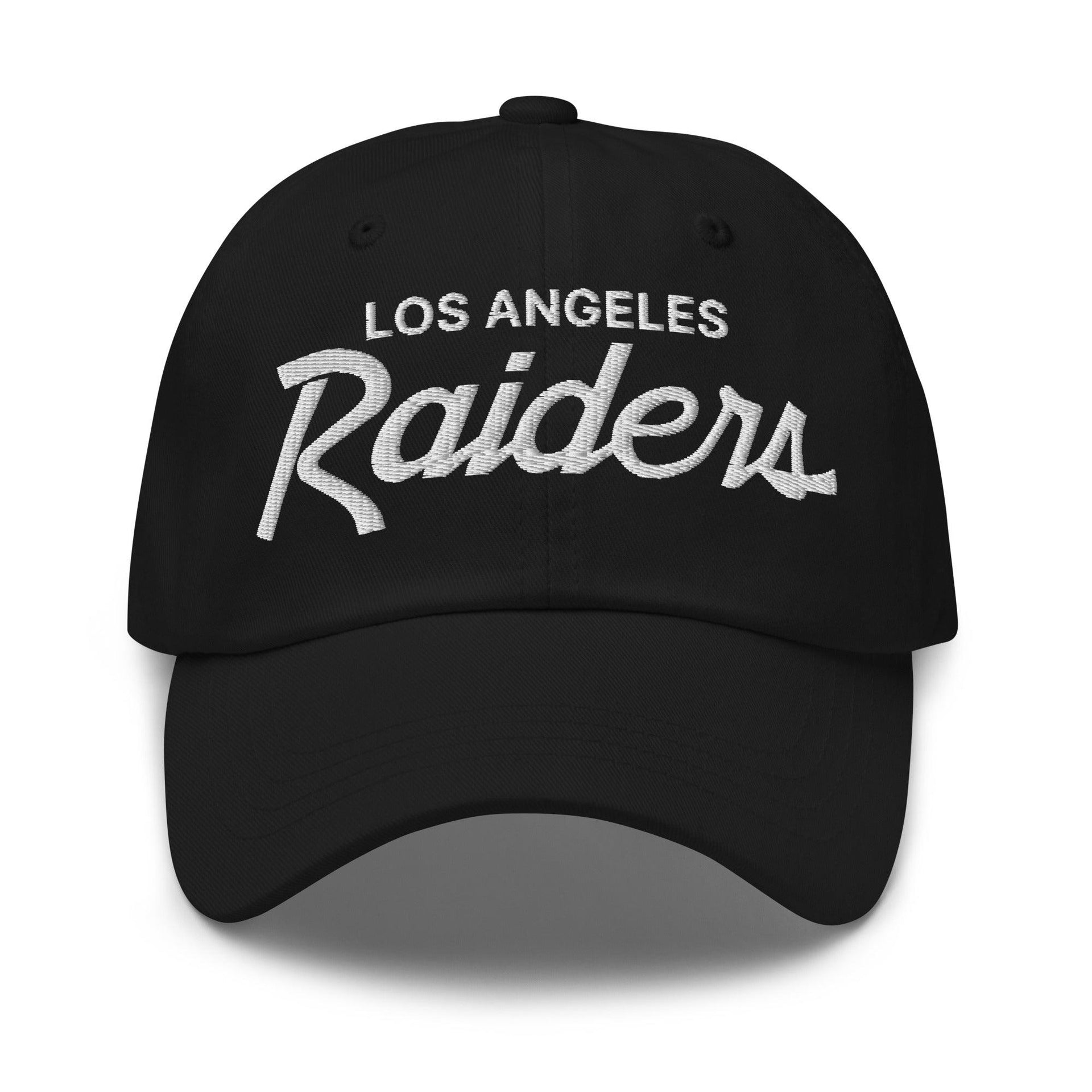 Los Angeles LA Raiders Vintage Sports Script Embroidered Dad Hat Black CA Capital Crowns Dad Hats Football Los Angeles