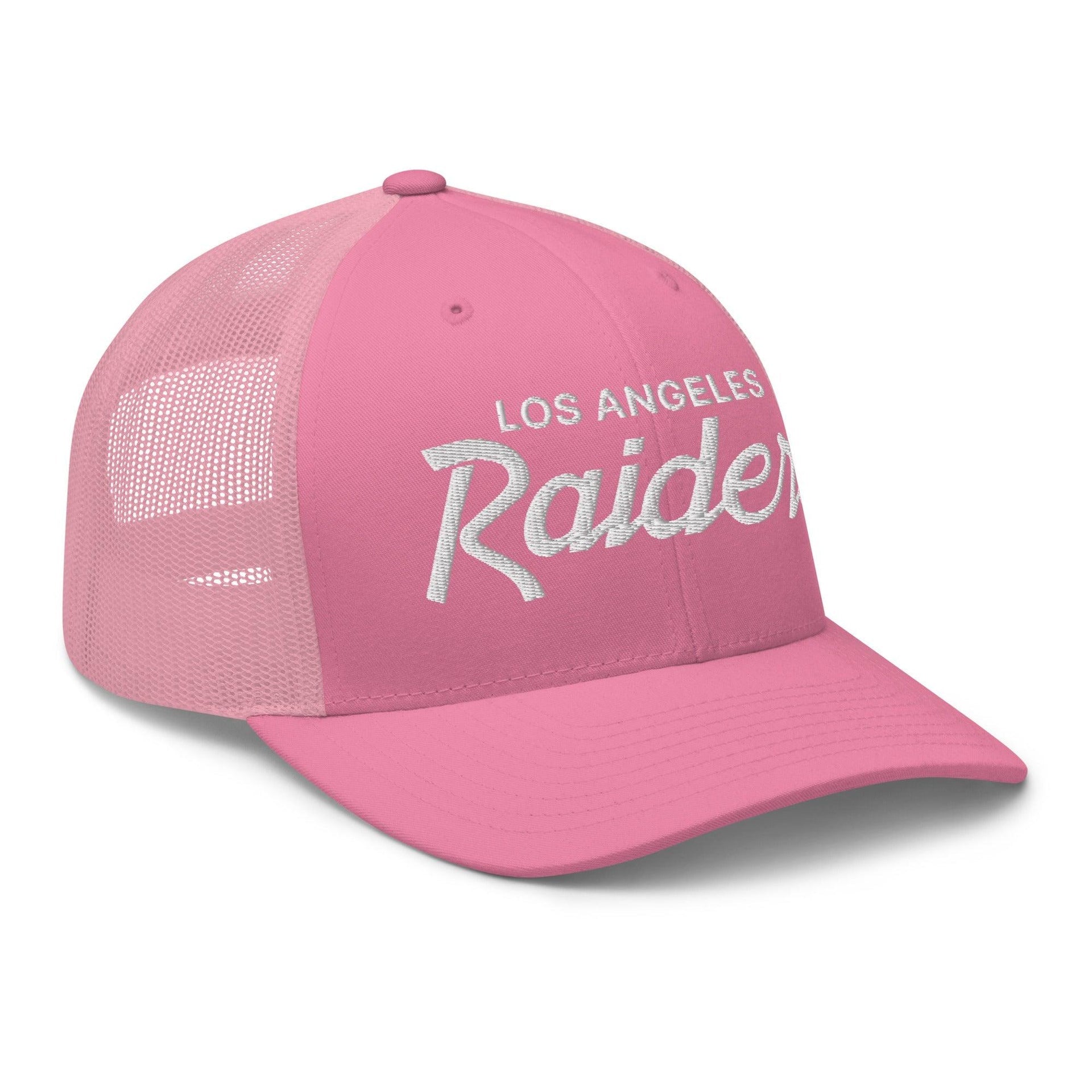 Los Angeles LA Raiders Vintage Sports Script Embroidered Mesh Trucker Hat CA Capital Crowns Football Los Angeles Trucker Hats