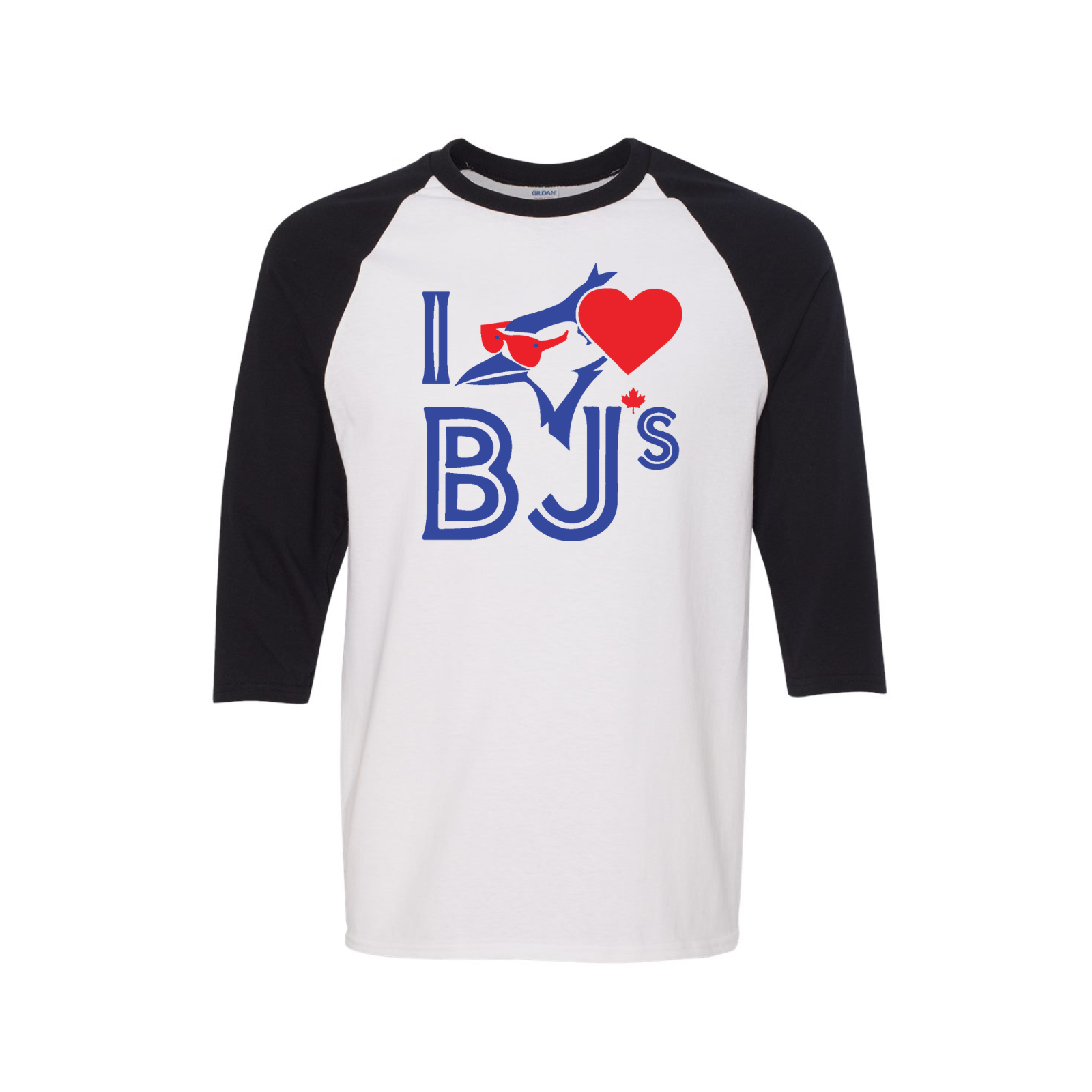 I Love BJs Raglan T-Shirt - Sporty Bold Design with Sunglasses Style