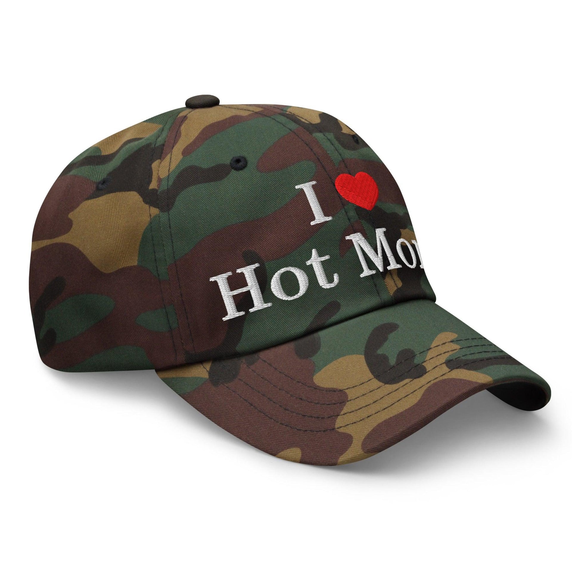 I Love Hot Moms Embroidered Dad Hat Capital Crowns Dad Hats Funny